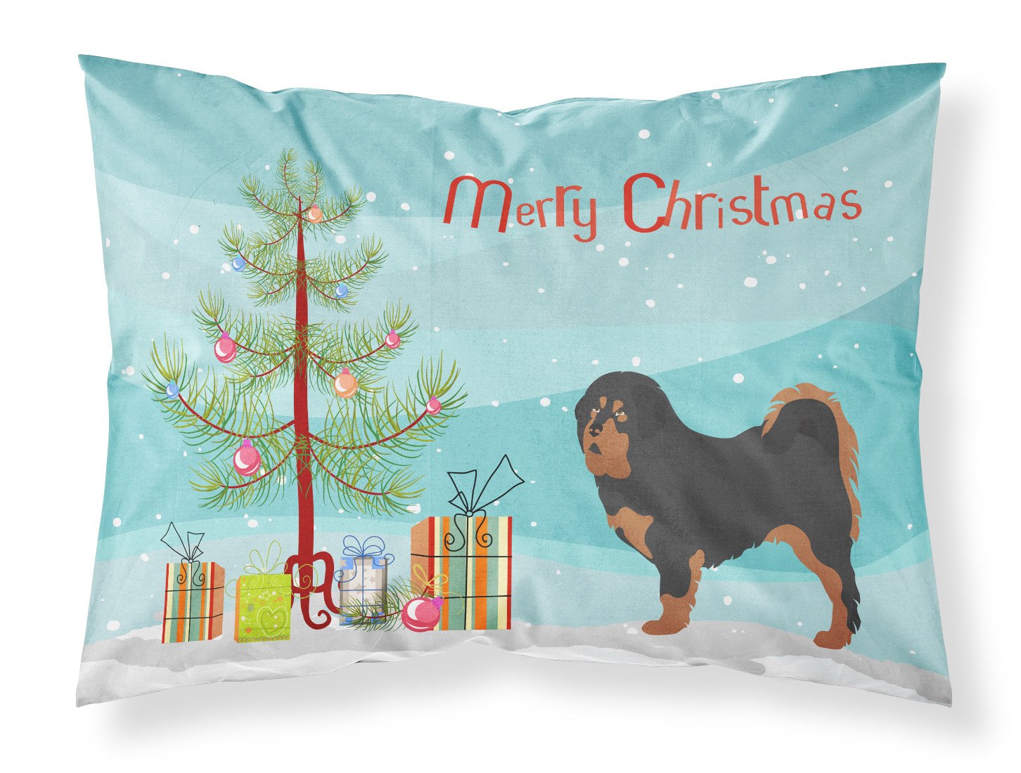 Tibetan Mastiff Christmas Fabric Standard Pillowcase BB8488PILLOWCASE by Caroline's Treasures