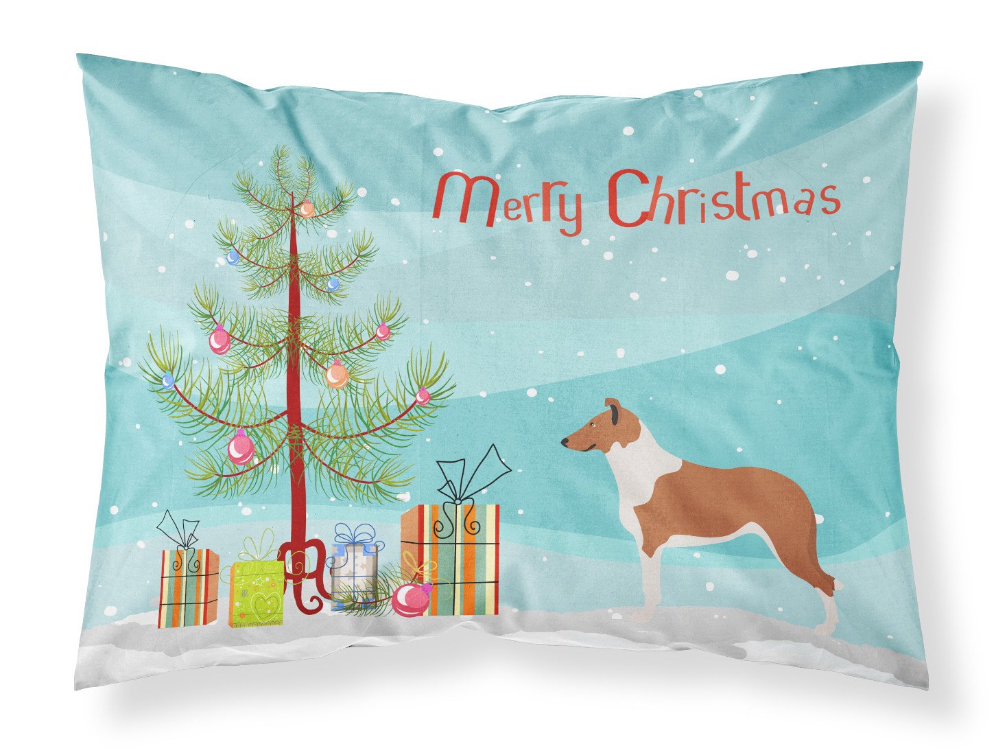 Smooth Collie Christmas Fabric Standard Pillowcase BB8504PILLOWCASE by Caroline's Treasures