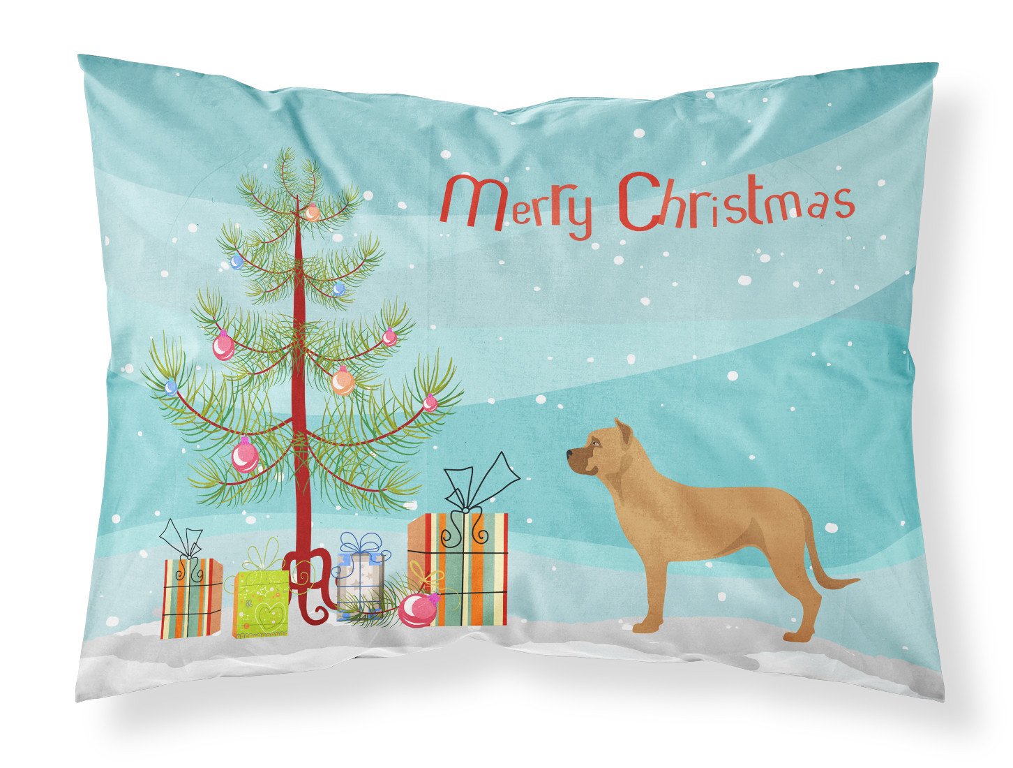 Alano Espanol Spanish Bulldog Christmas Fabric Standard Pillowcase BB8506PILLOWCASE by Caroline's Treasures