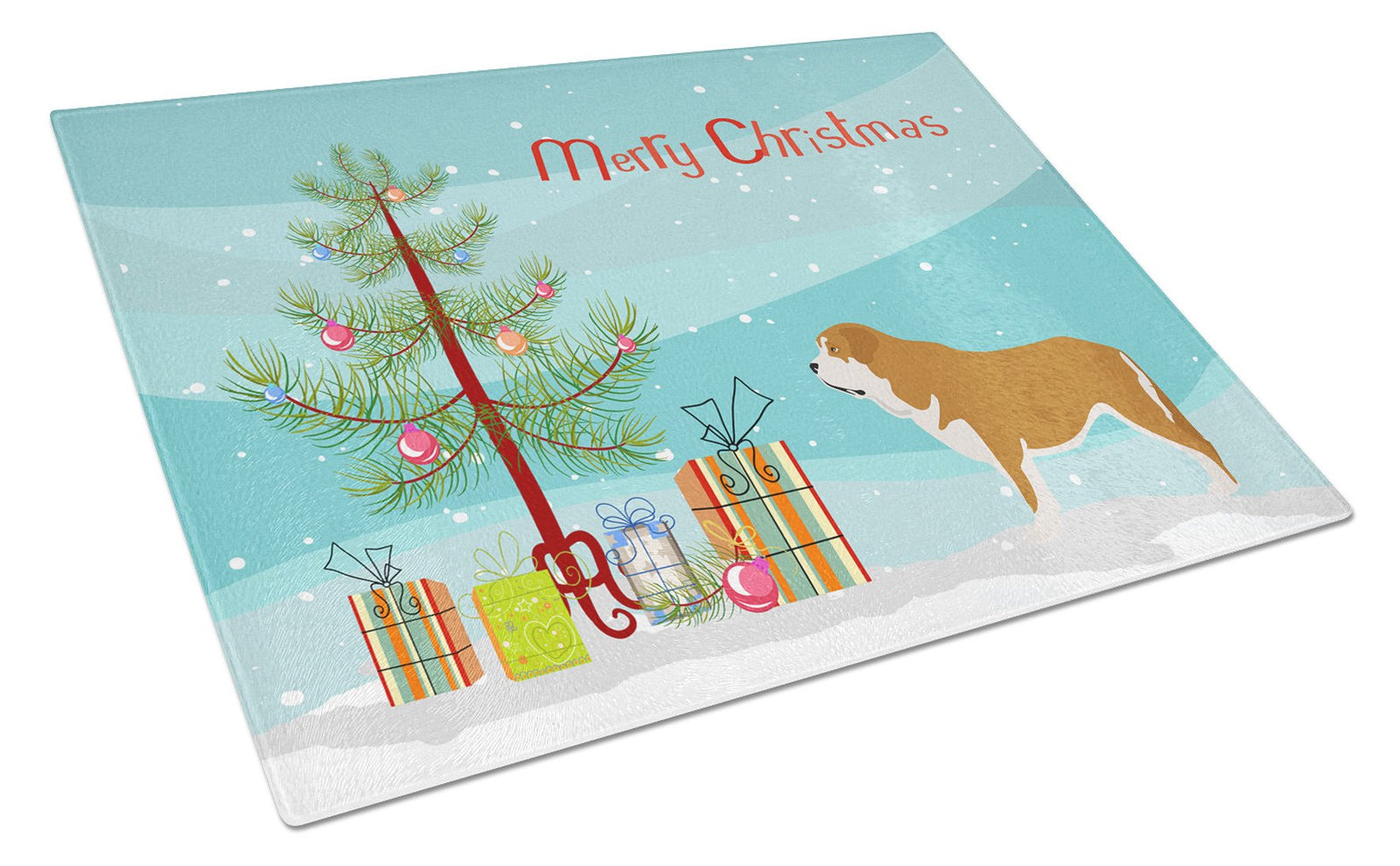 Mastin Epanol Spanish Mastiff Christmas Glass Cutting Board Large BB8511LCB by Caroline's Treasures