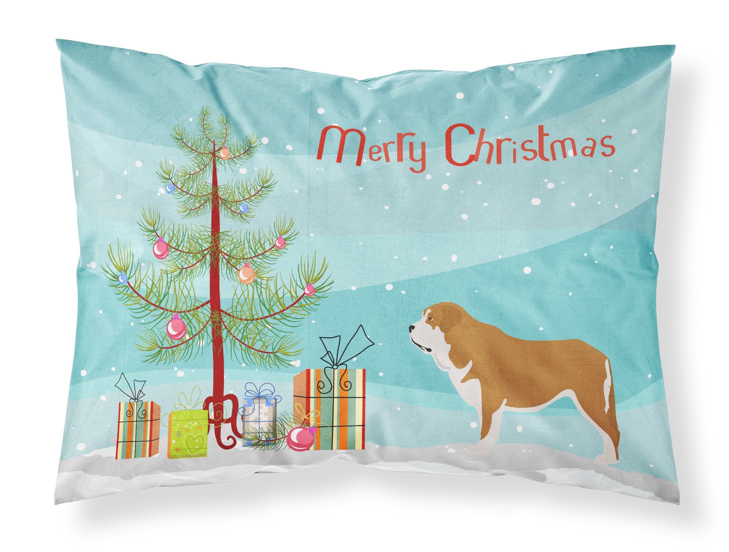 Mastin Epanol Spanish Mastiff Christmas Fabric Standard Pillowcase BB8511PILLOWCASE by Caroline's Treasures