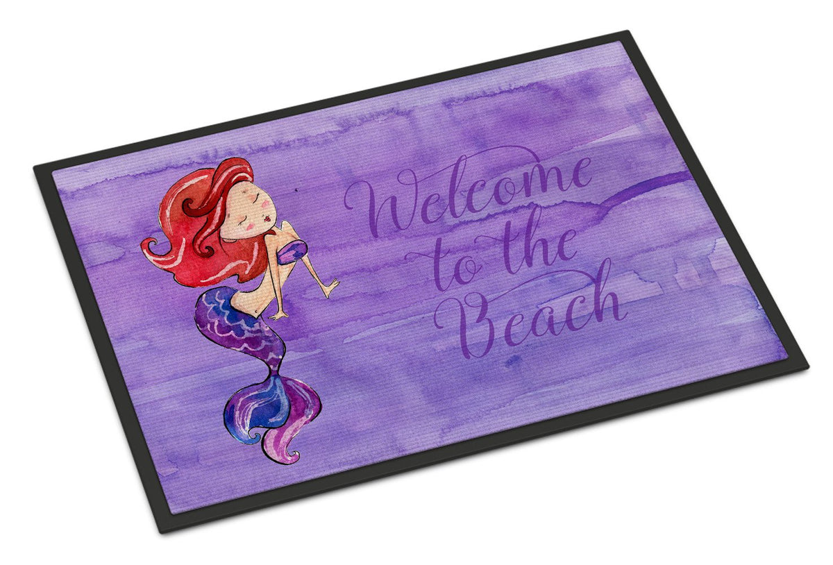 Mermaid Welcome Purple Indoor or Outdoor Mat 24x36 BB8514JMAT by Caroline&#39;s Treasures