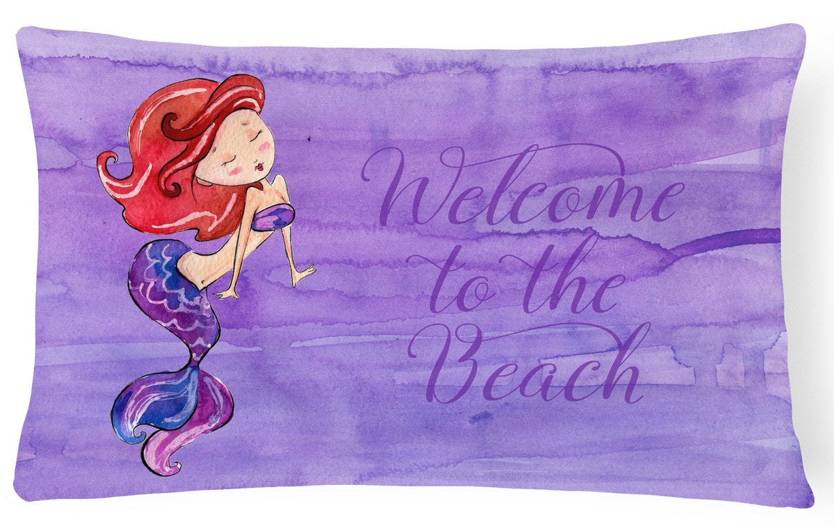 Mermaid Welcome Purple Canvas Fabric Decorative Pillow BB8514PW1216 by Caroline&#39;s Treasures