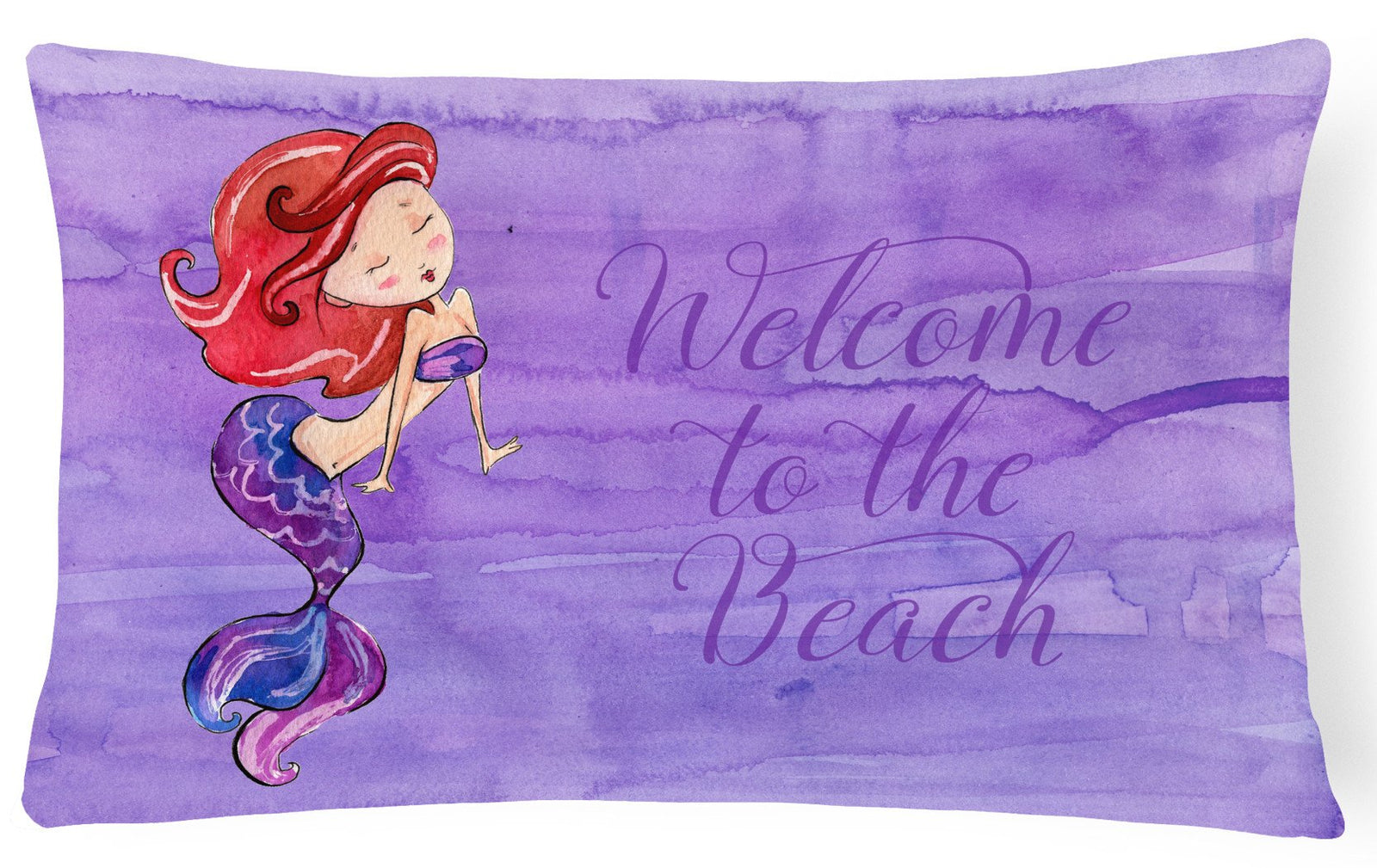Mermaid Welcome Purple Canvas Fabric Decorative Pillow BB8514PW1216 by Caroline's Treasures