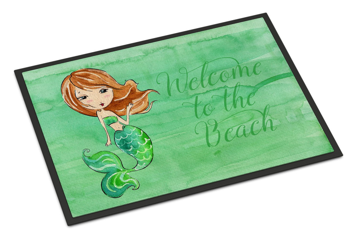 Mermaid Welcome Green Indoor or Outdoor Mat 24x36 BB8515JMAT by Caroline&#39;s Treasures