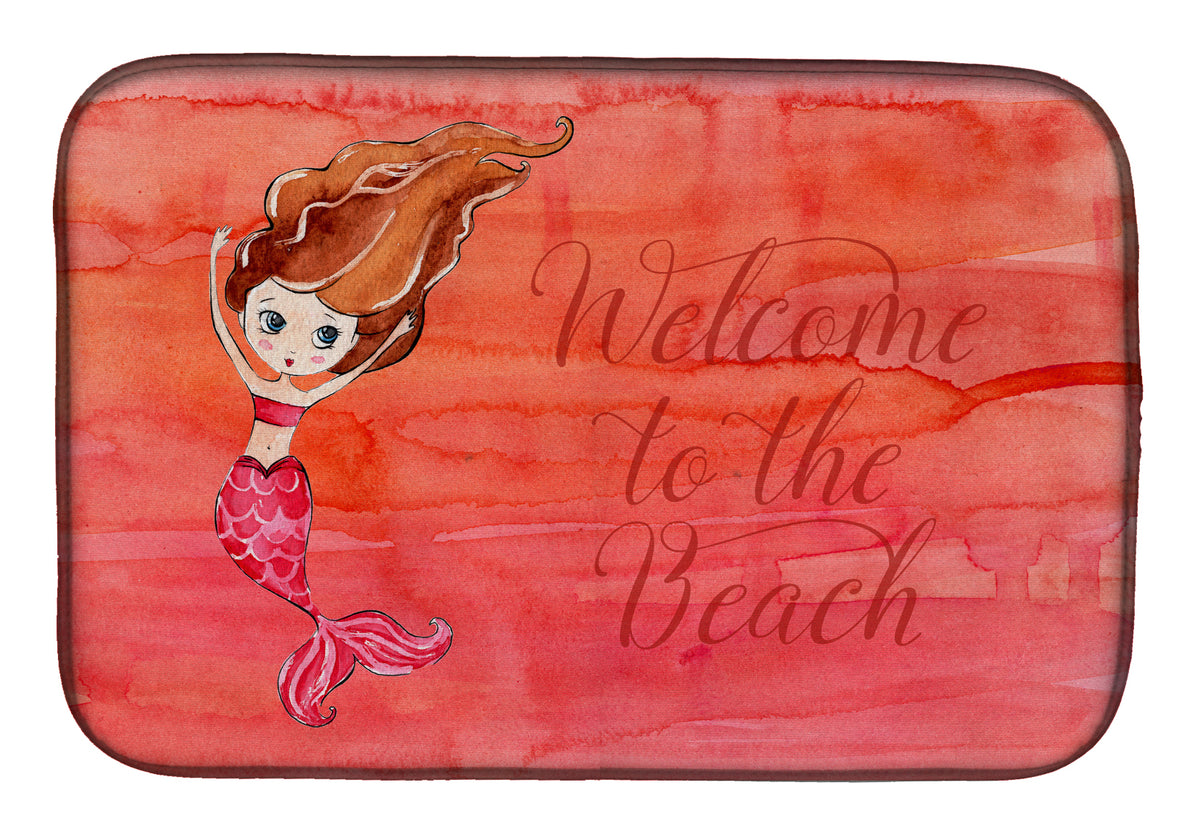 Mermaid Welcome Red Dish Drying Mat BB8516DDM