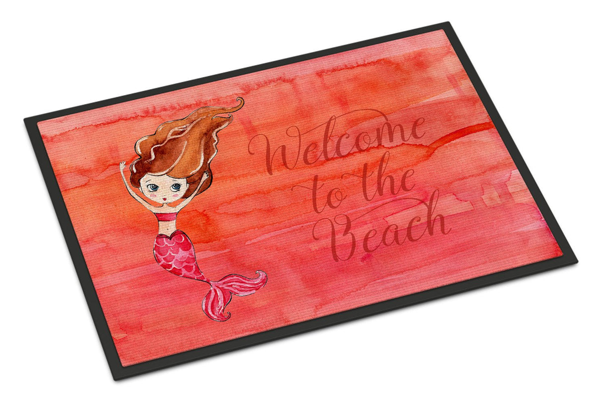 Mermaid Welcome Red Indoor or Outdoor Mat 24x36 BB8516JMAT by Caroline&#39;s Treasures