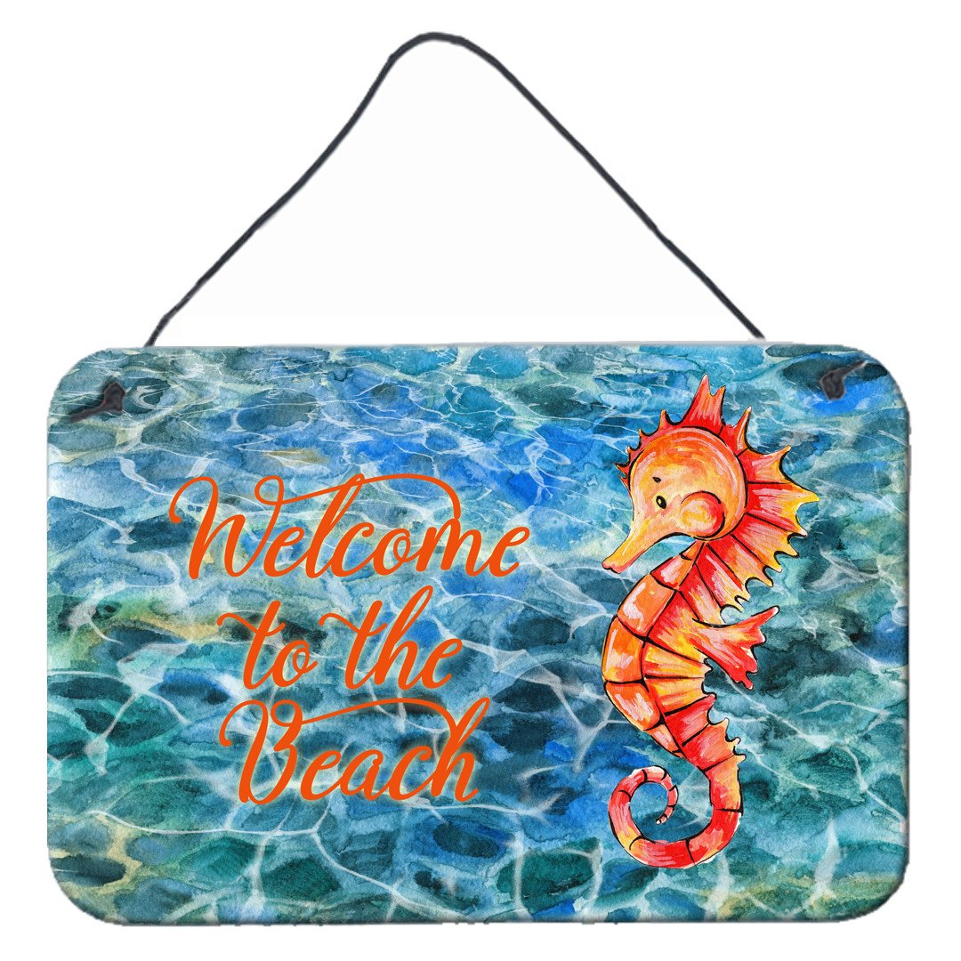 Seahorse Welcome Wall or Door Hanging Prints BB8519DS812 by Caroline's Treasures