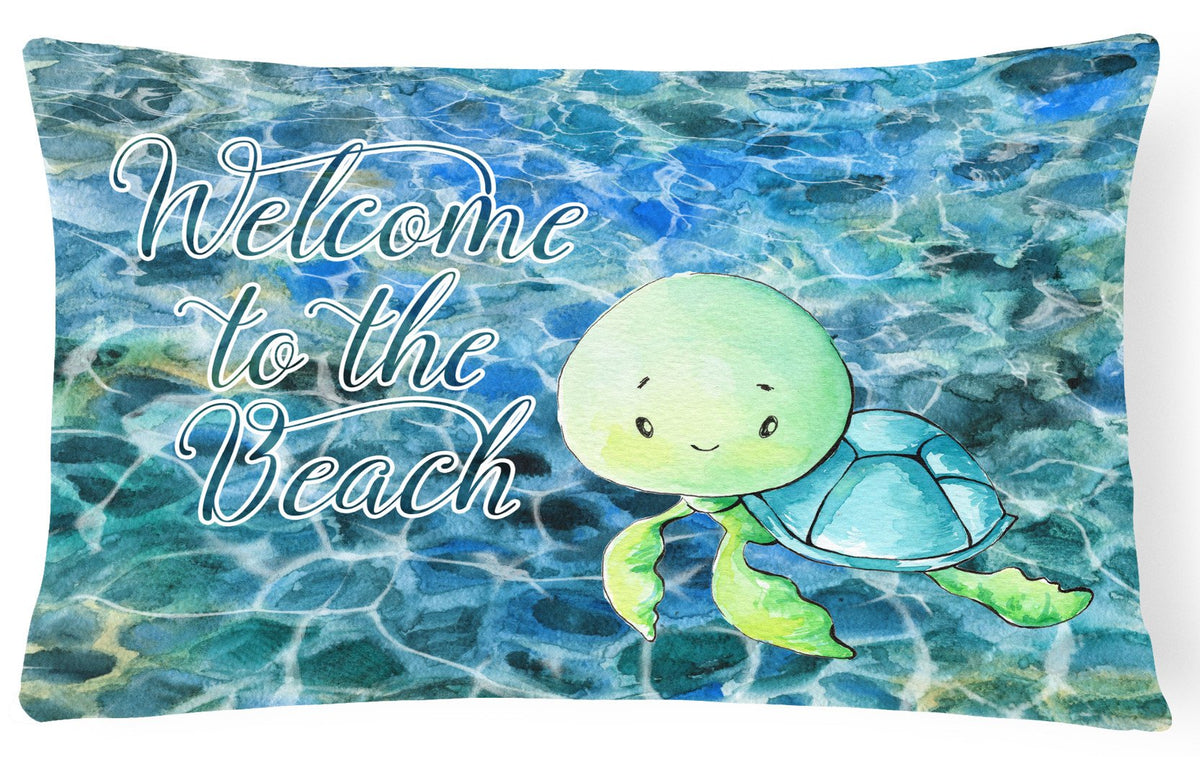 Sea Turtle Welcome Canvas Fabric Decorative Pillow BB8520PW1216 by Caroline&#39;s Treasures