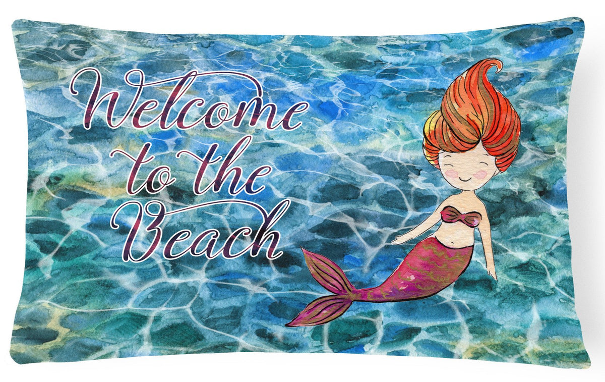 Mermaid Water Welcome Canvas Fabric Decorative Pillow BB8521PW1216 by Caroline&#39;s Treasures