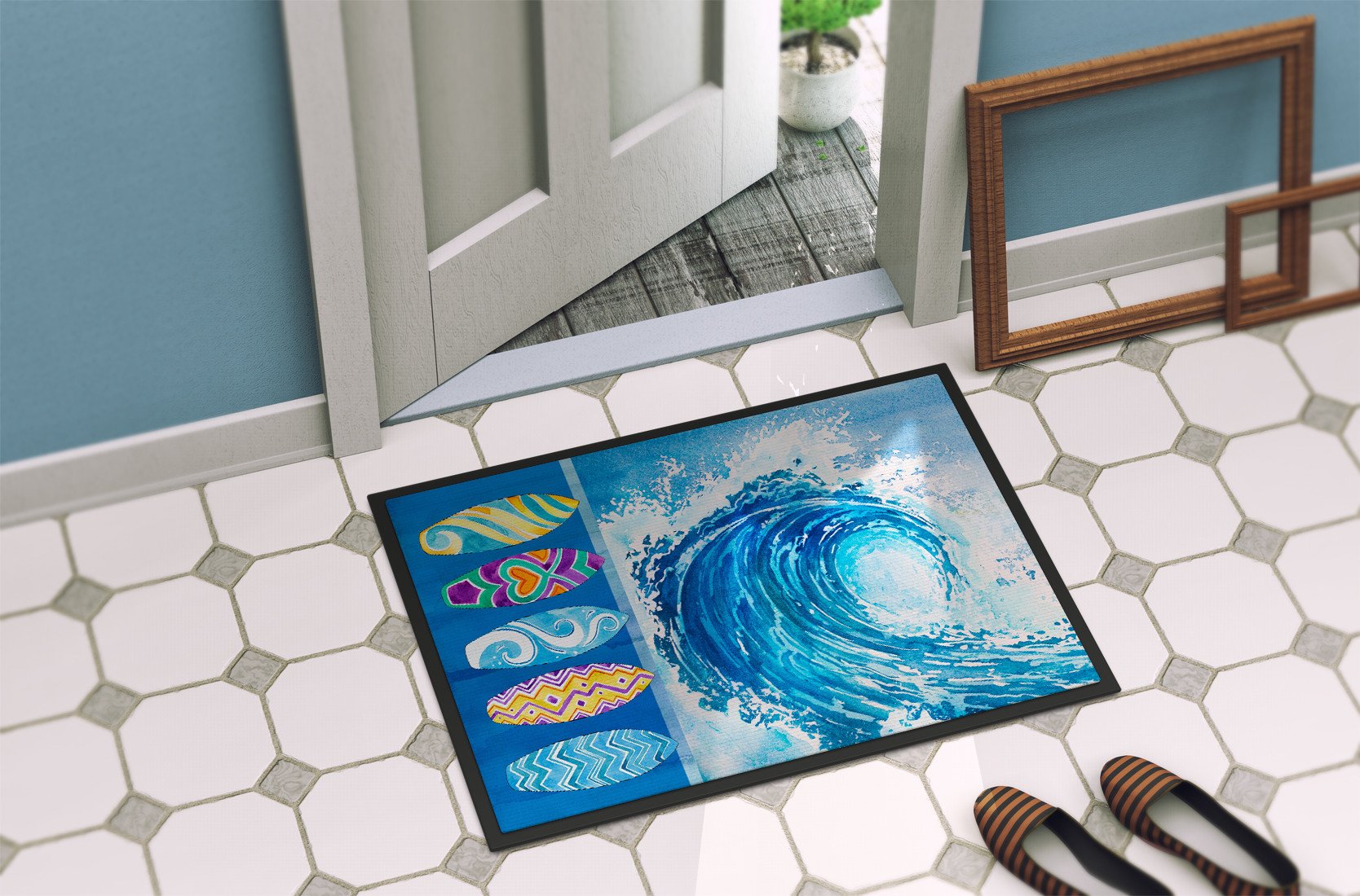 Surf Boards and Wave Indoor or Outdoor Mat 24x36 BB8528JMAT by Caroline's Treasures