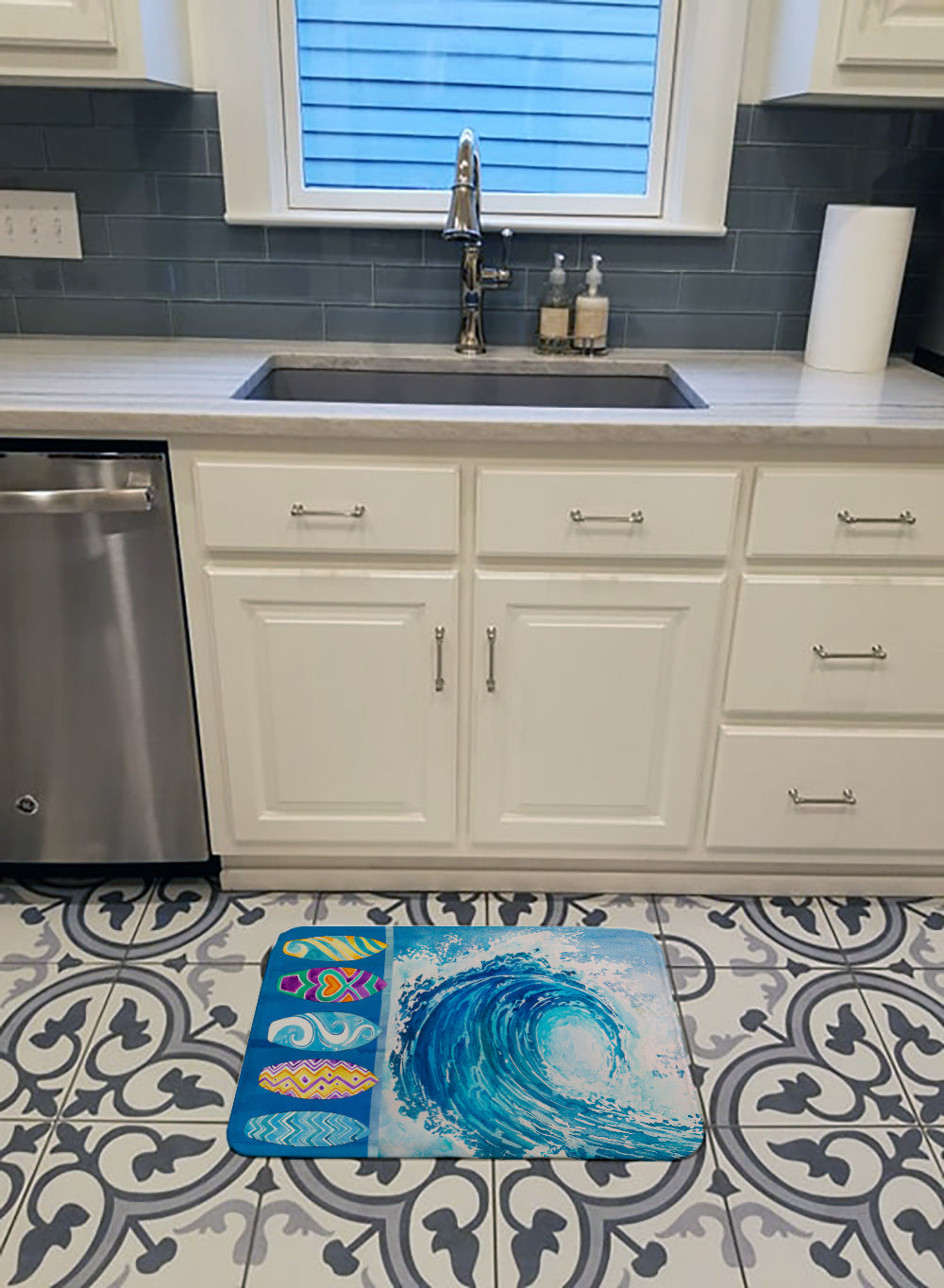 Surf Boards and Wave Machine Washable Memory Foam Mat BB8528RUG - the-store.com