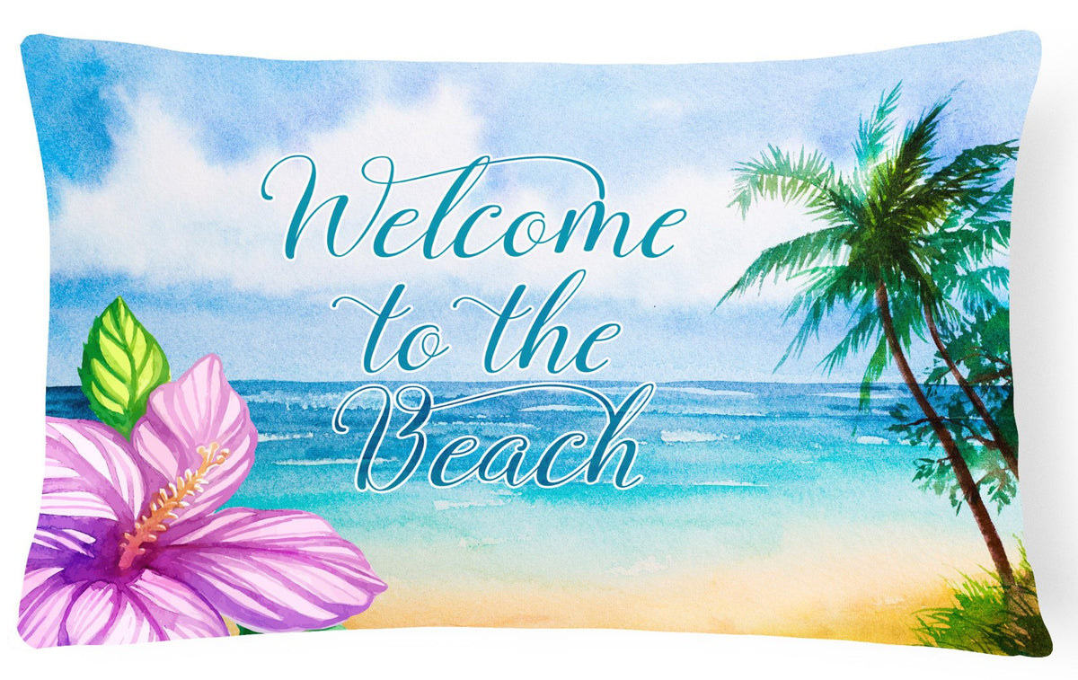 Beach Scene Welcome Canvas Fabric Decorative Pillow BB8530PW1216 by Caroline&#39;s Treasures