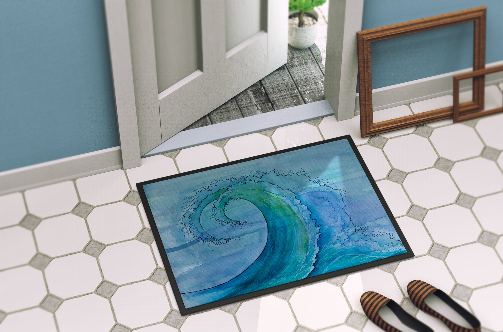 Abstract Wave Indoor or Outdoor Mat 18x27 BB8531MAT - the-store.com