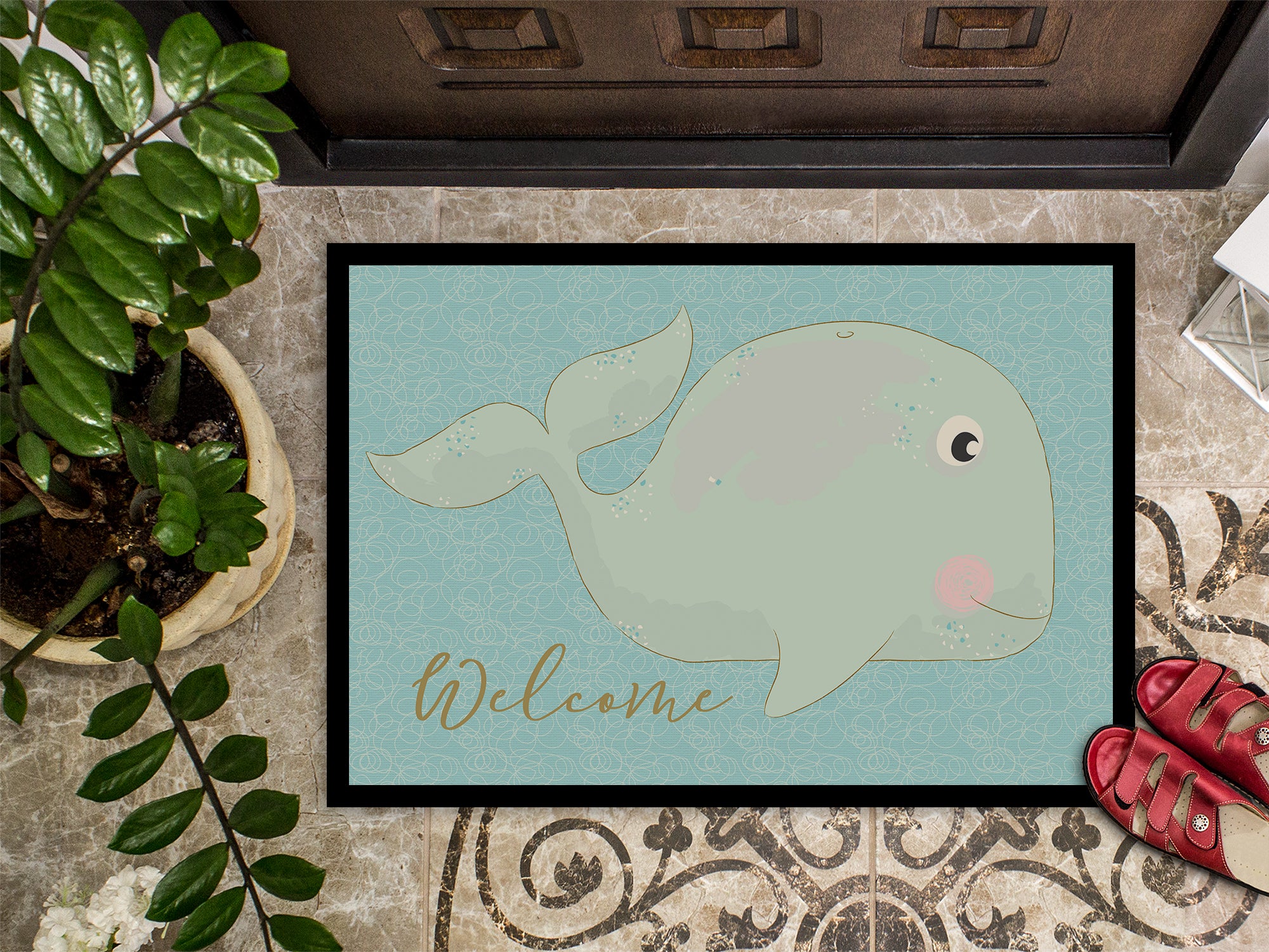 Whale Welcome Indoor or Outdoor Mat 18x27 BB8533MAT - the-store.com