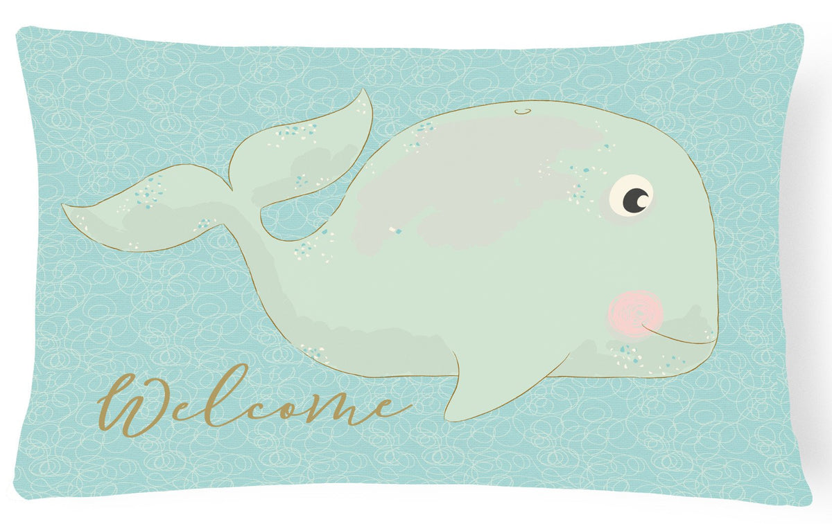 Whale Welcome Canvas Fabric Decorative Pillow BB8533PW1216 by Caroline&#39;s Treasures