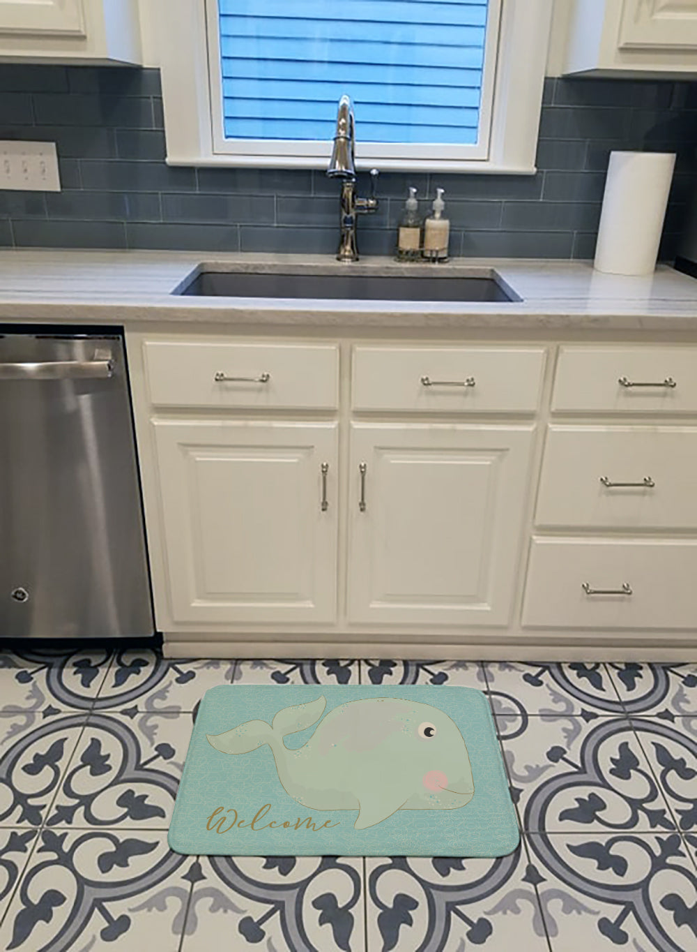 Whale Welcome Machine Washable Memory Foam Mat BB8533RUG - the-store.com