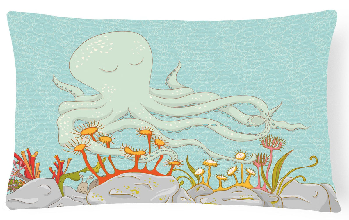 Octopus Underwater Scene Canvas Fabric Decorative Pillow BB8538PW1216 by Caroline&#39;s Treasures