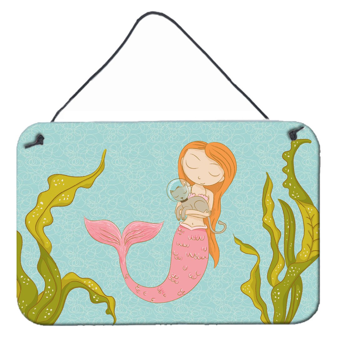 Mermaid and Cat Underwater Wall or Door Hanging Prints BB8540DS812 by Caroline's Treasures