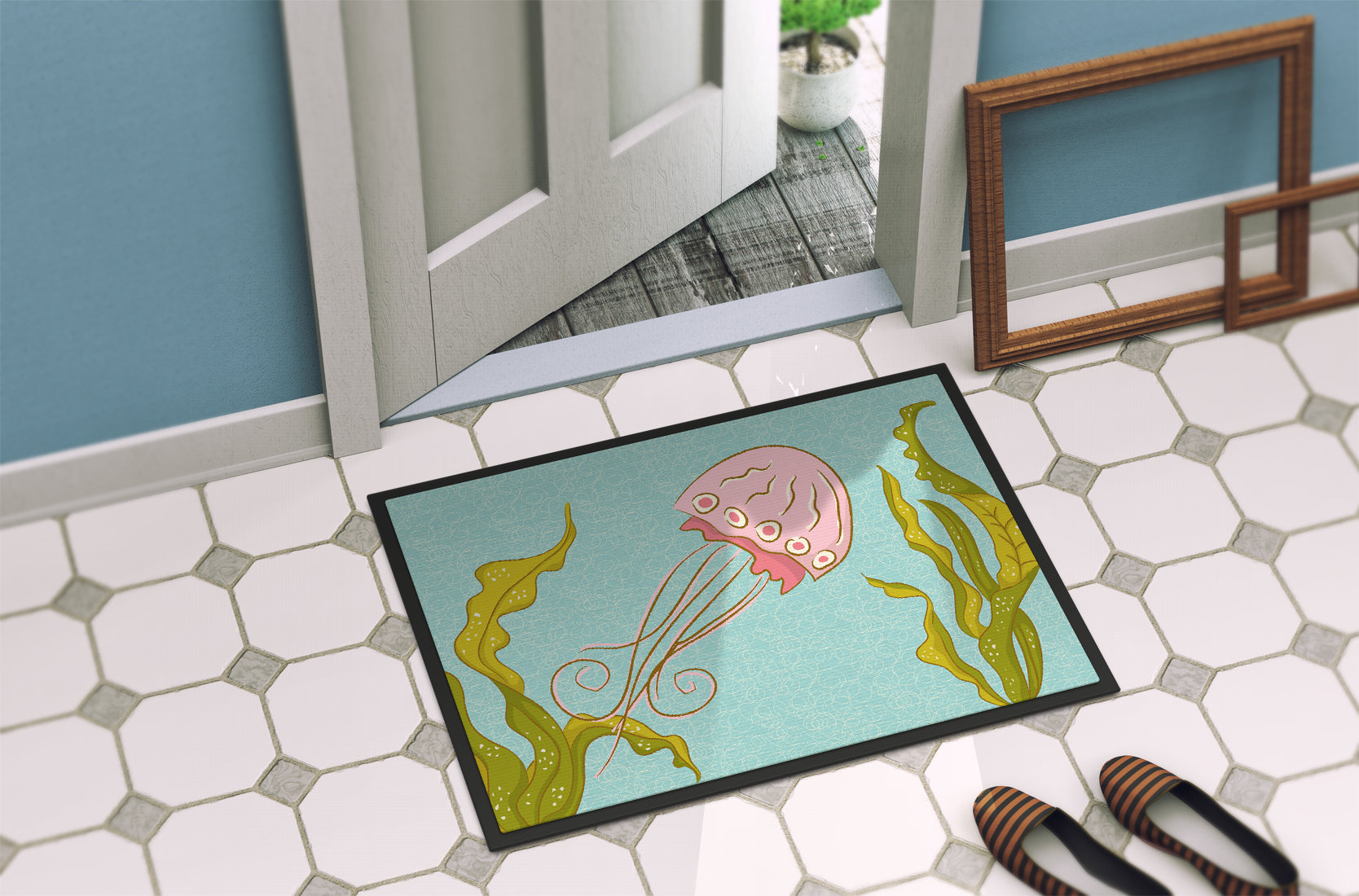 Jelly Fish Indoor or Outdoor Mat 18x27 BB8546MAT - the-store.com