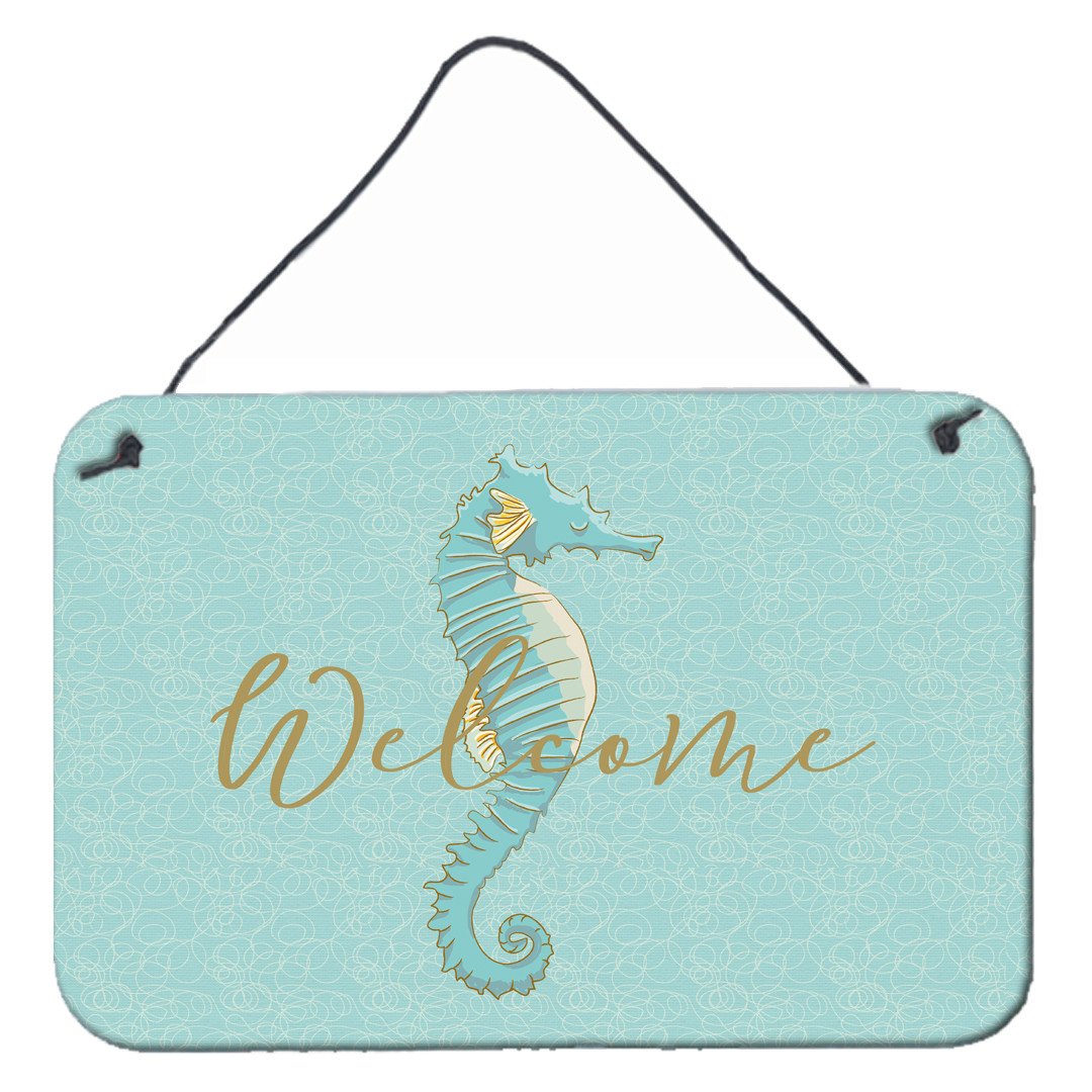 Seahorse Welcome Wall or Door Hanging Prints BB8547DS812 by Caroline&#39;s Treasures