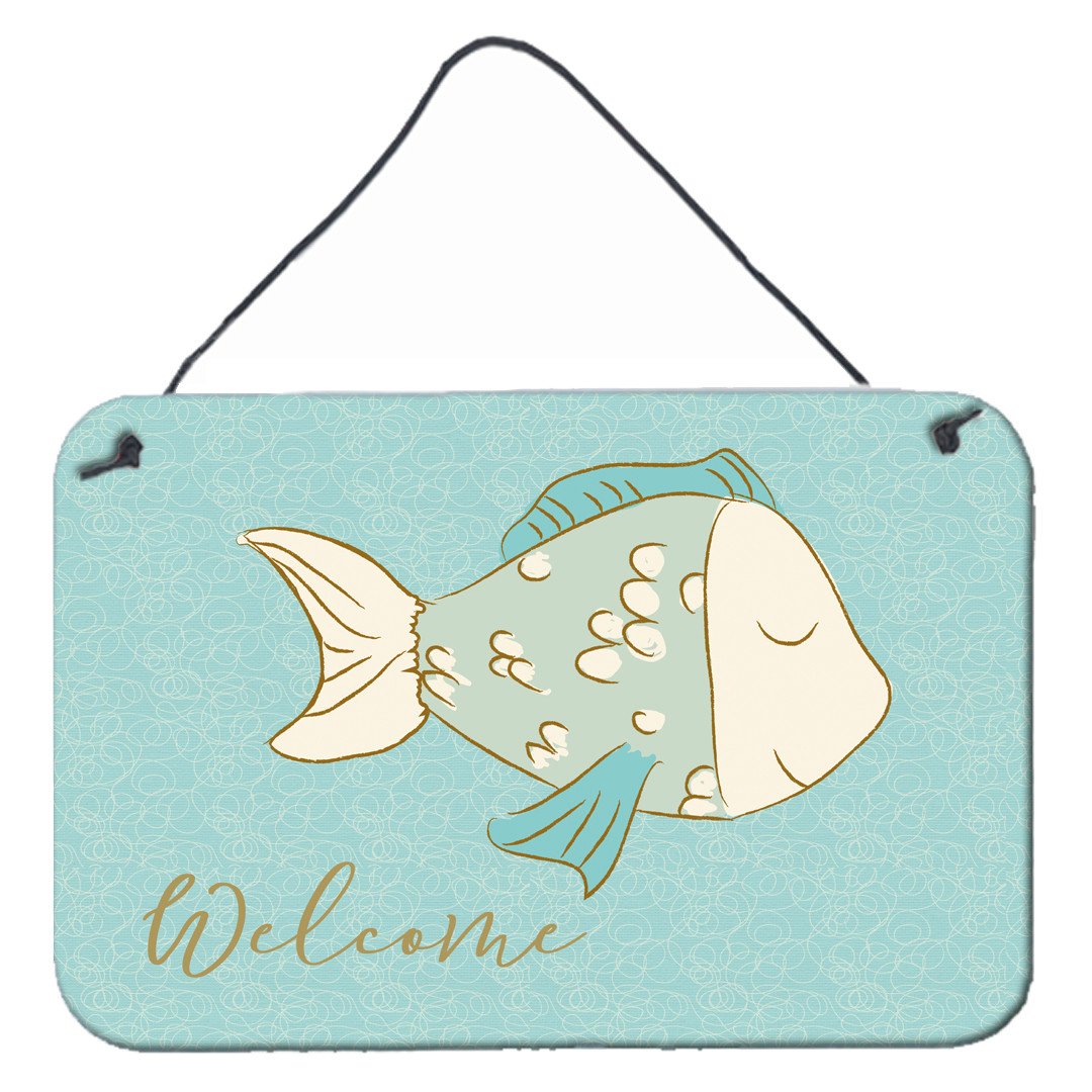 Blue Fish Welcome Wall or Door Hanging Prints BB8549DS812 by Caroline's Treasures