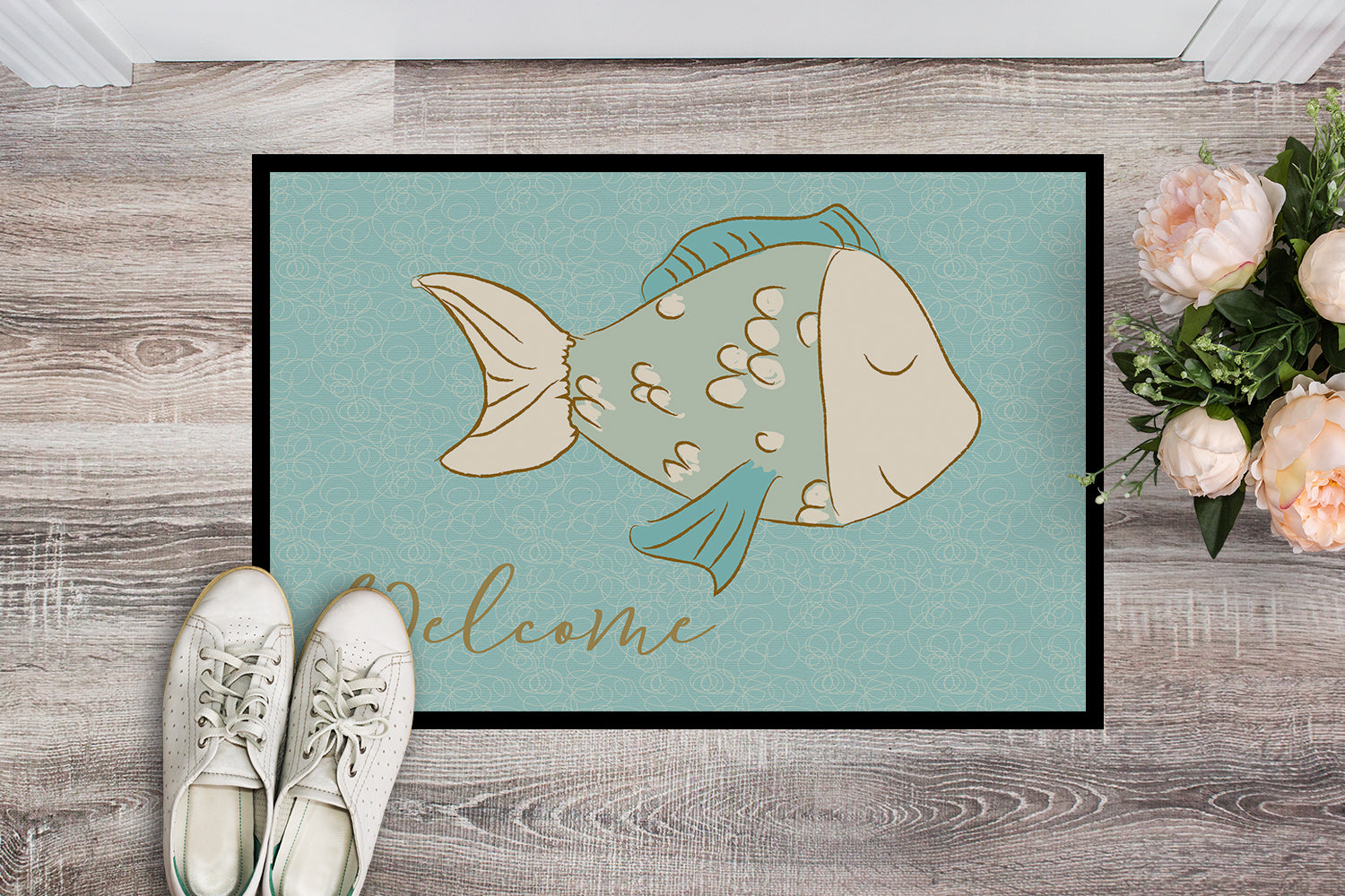 Blue Fish Welcome Indoor or Outdoor Mat 18x27 BB8549MAT - the-store.com