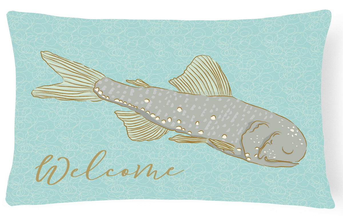 Fish Welcome Canvas Fabric Decorative Pillow BB8550PW1216 by Caroline&#39;s Treasures