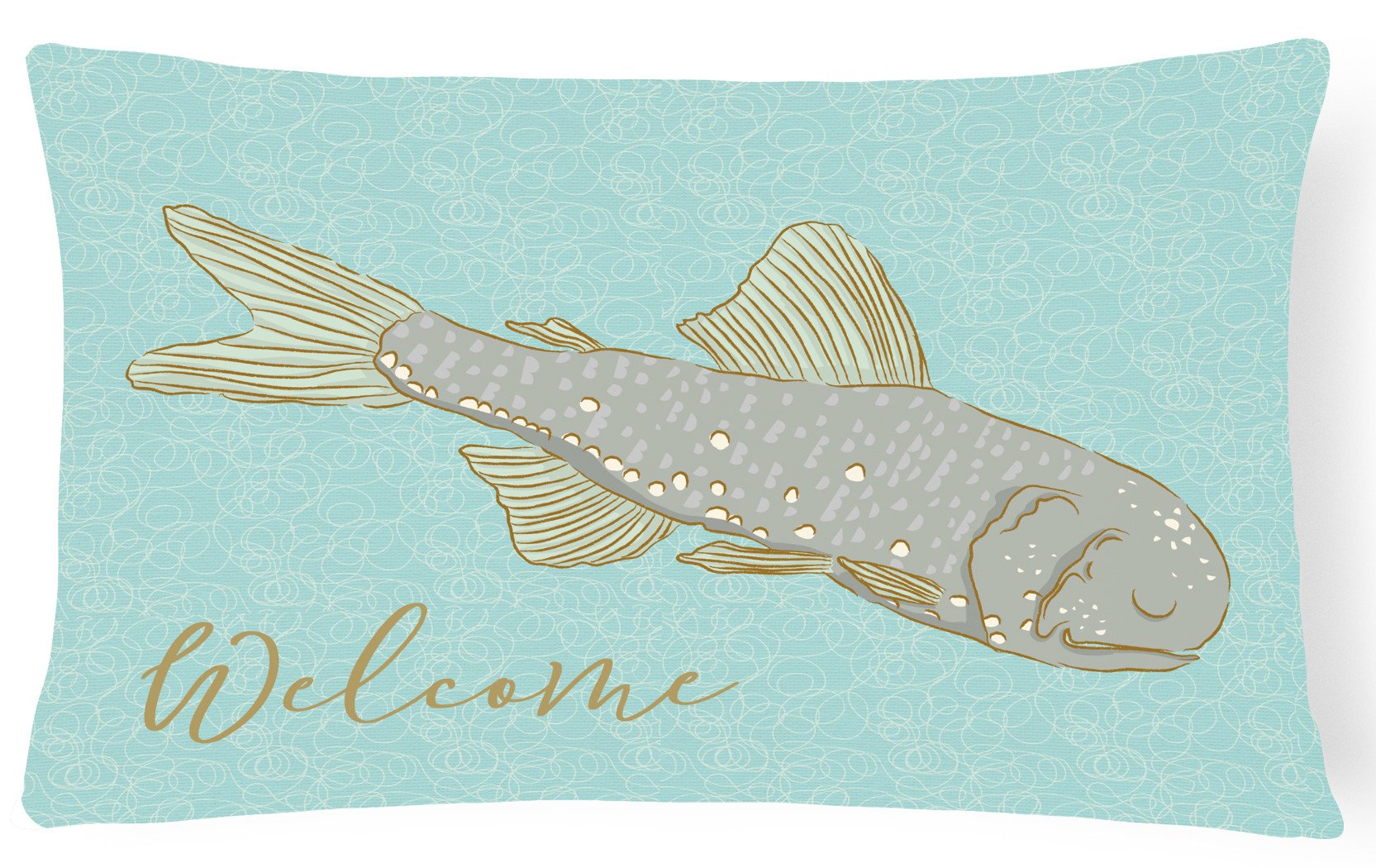 Fish Welcome Canvas Fabric Decorative Pillow BB8550PW1216 by Caroline's Treasures
