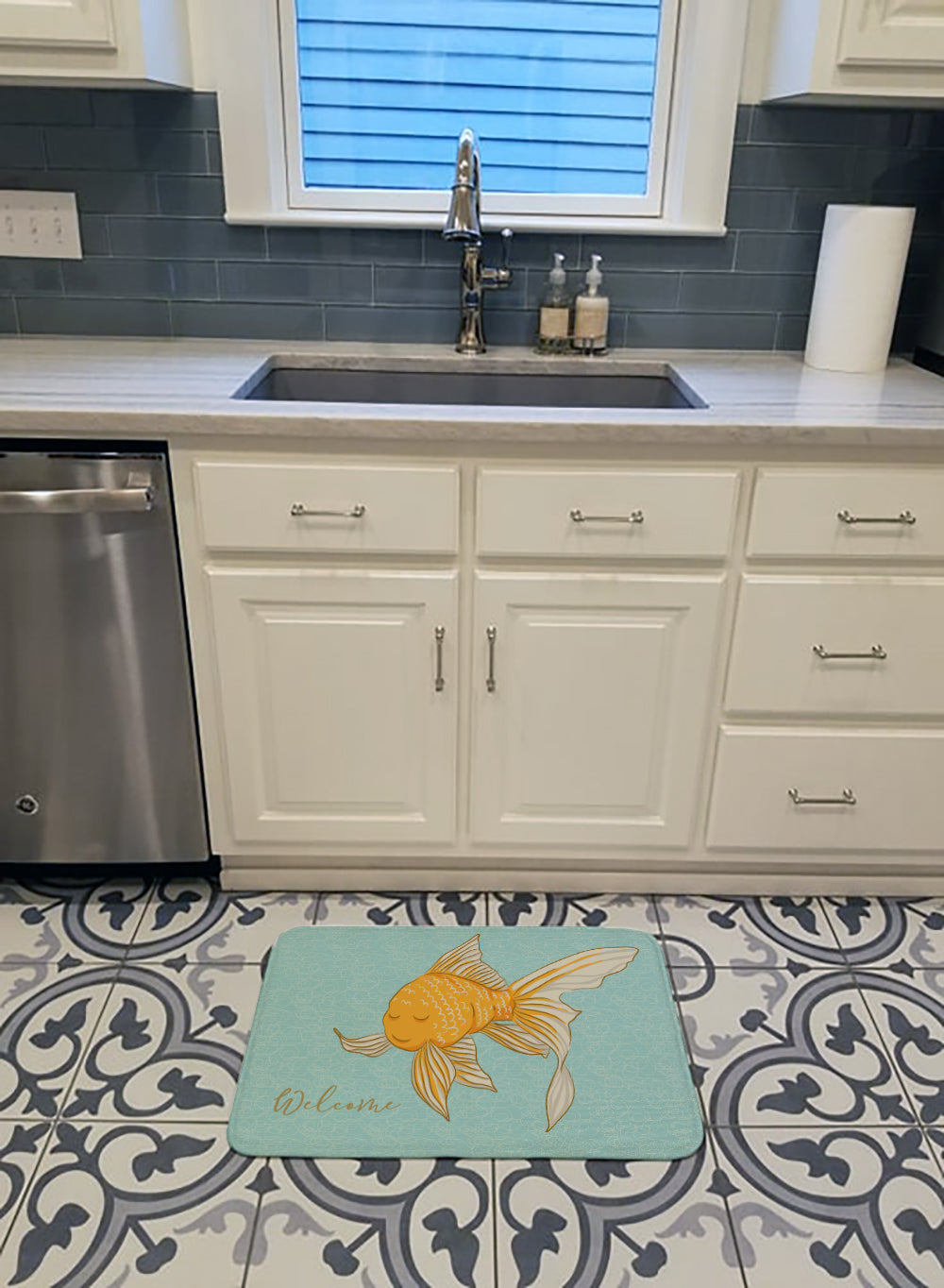 Gold Fish Welcome Machine Washable Memory Foam Mat BB8551RUG - the-store.com