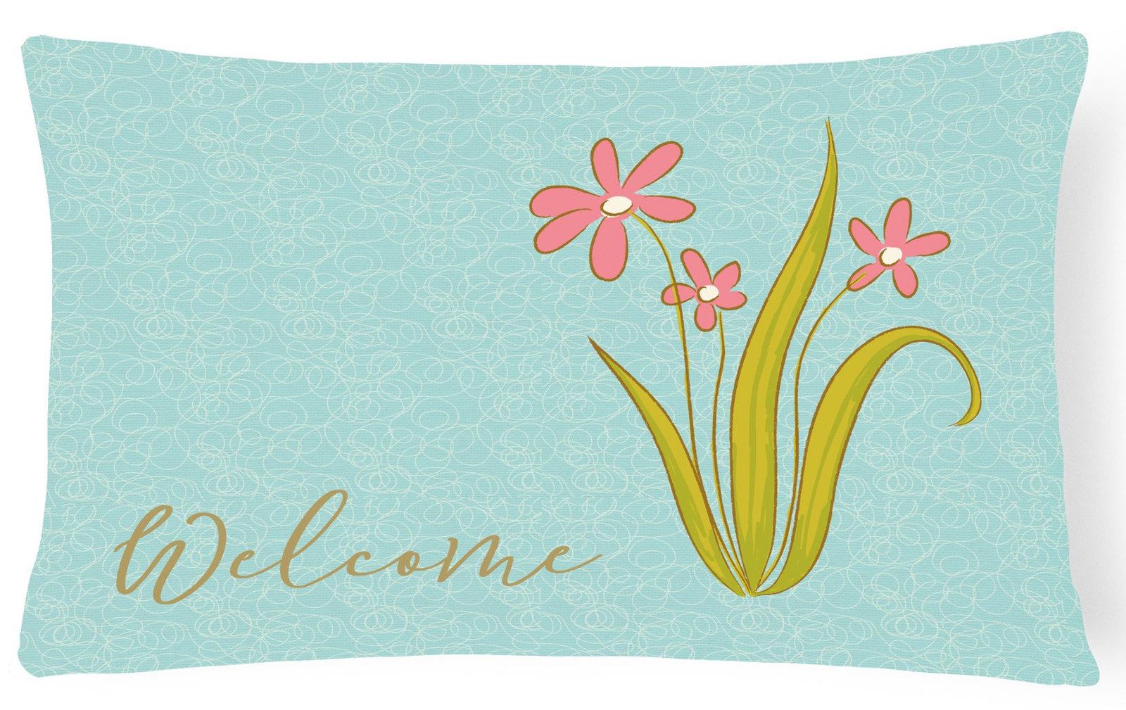 Flowers Welcome Canvas Fabric Decorative Pillow BB8552PW1216 by Caroline's Treasures