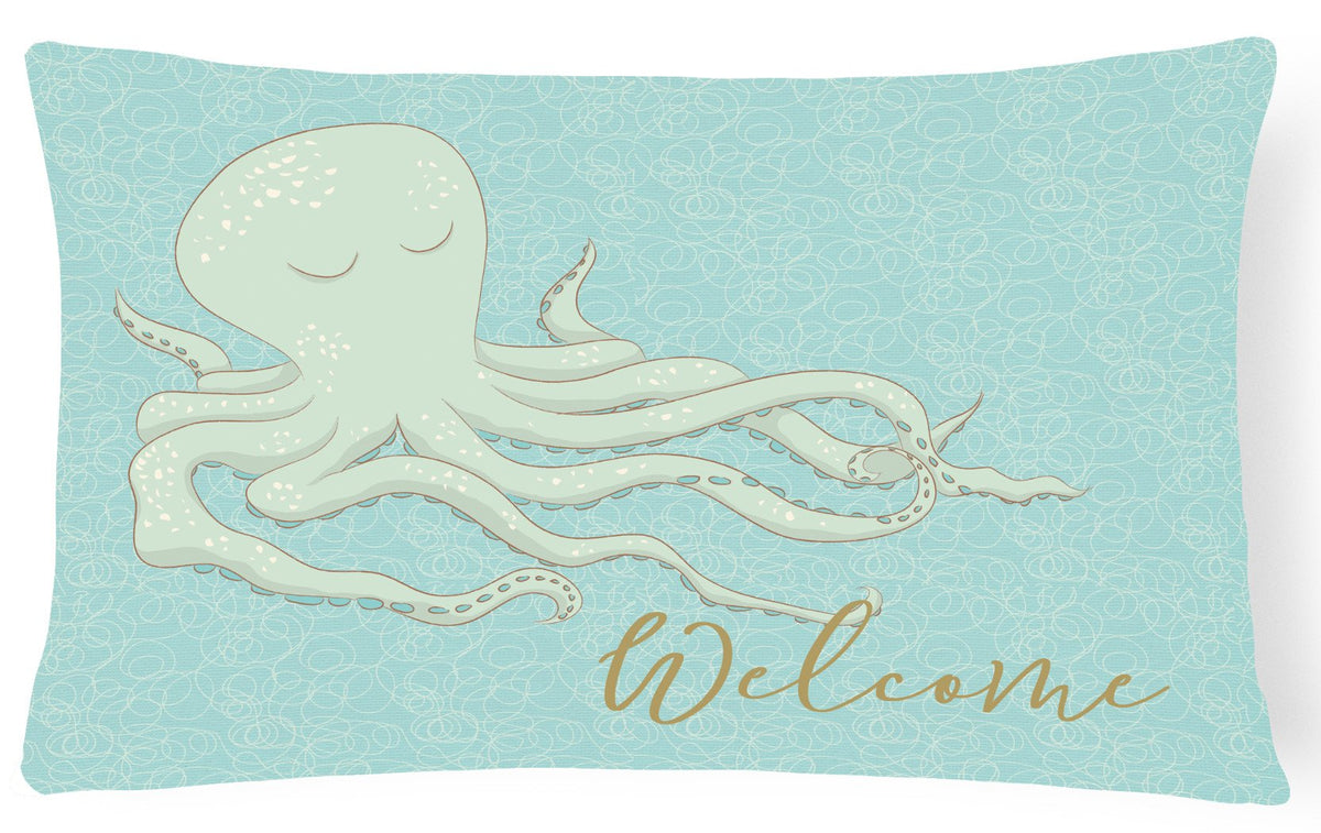 Octopus Welcome Canvas Fabric Decorative Pillow BB8553PW1216 by Caroline&#39;s Treasures