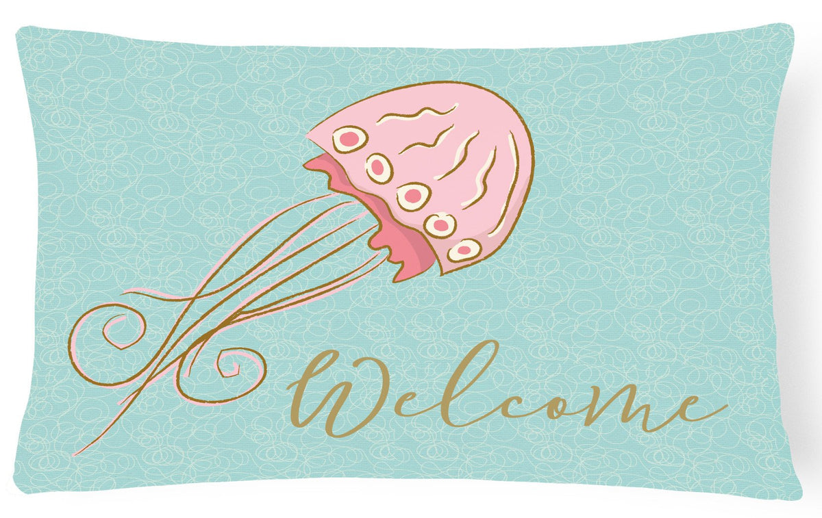 Jelly Fish Welcome Canvas Fabric Decorative Pillow BB8555PW1216 by Caroline&#39;s Treasures