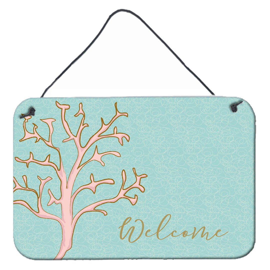 Coral Welcome Wall or Door Hanging Prints BB8556DS812 by Caroline's Treasures
