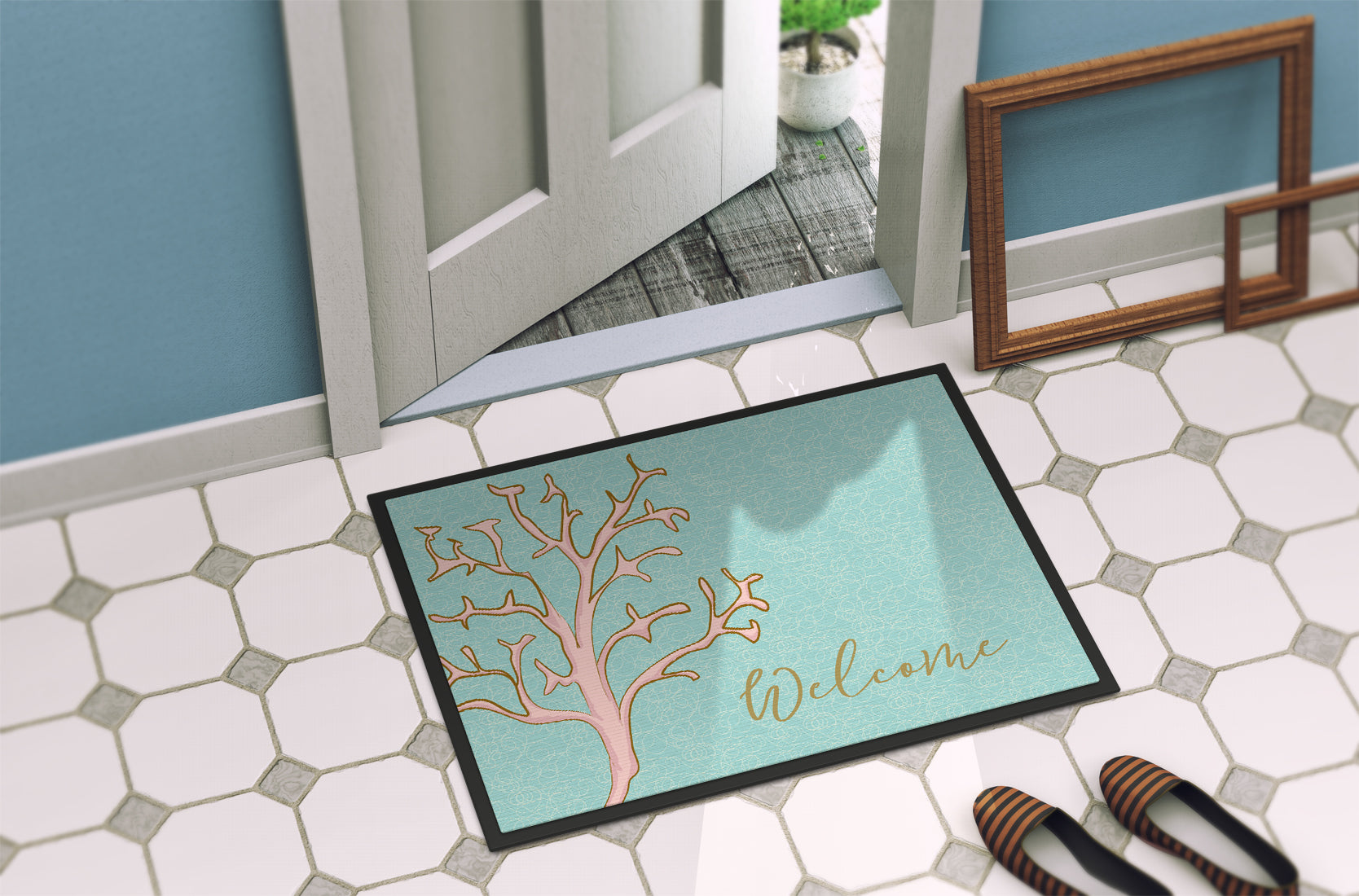 Coral Welcome Indoor or Outdoor Mat 18x27 BB8556MAT - the-store.com