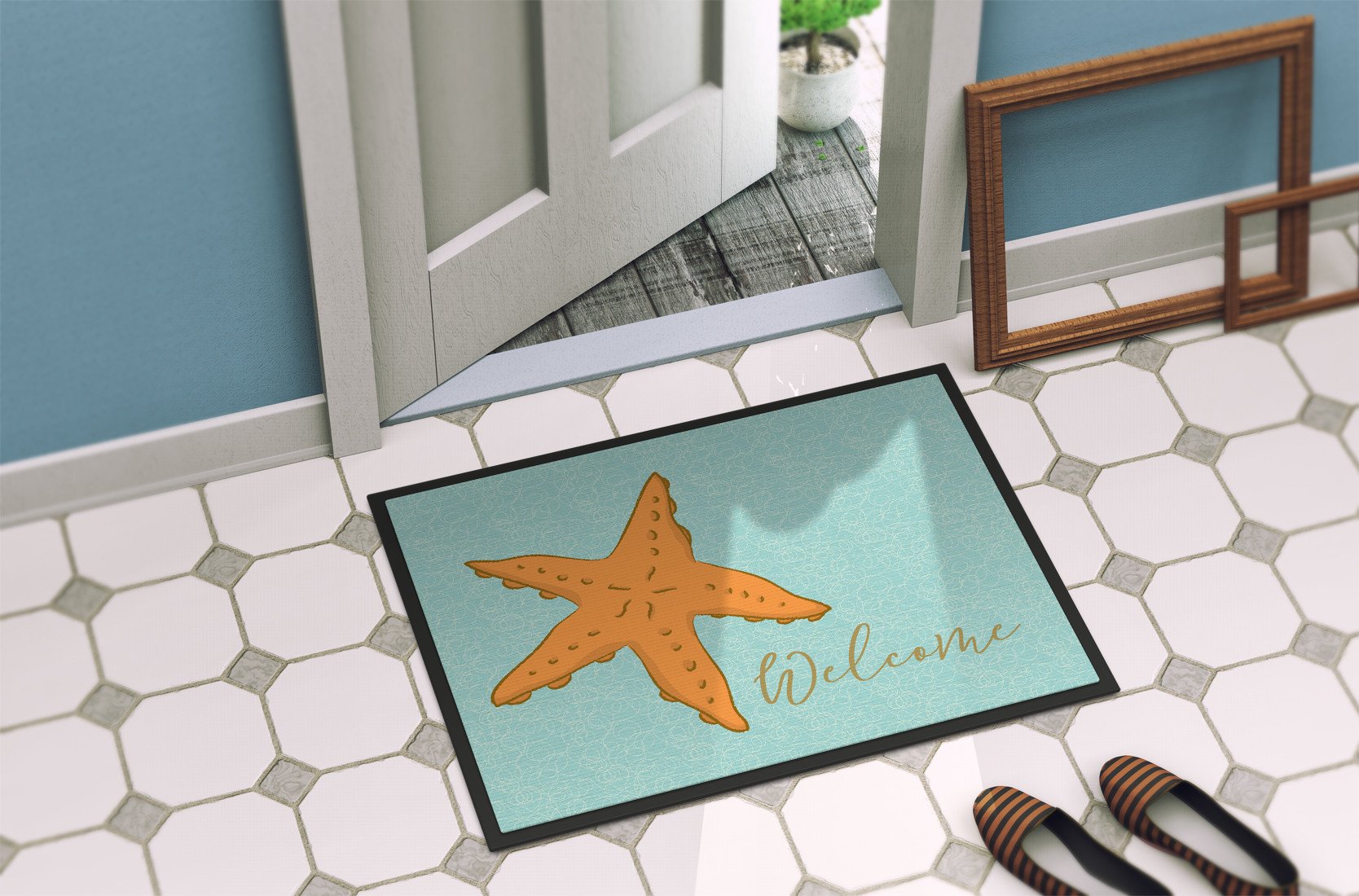 Starfish Welcome Indoor or Outdoor Mat 24x36 BB8559JMAT by Caroline's Treasures