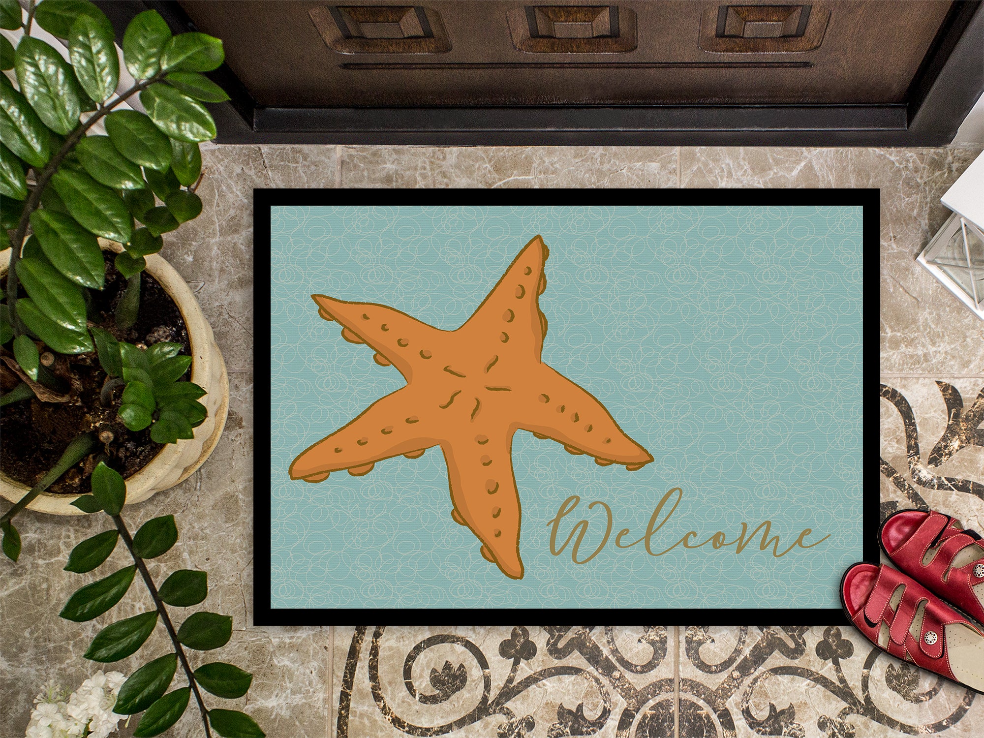 Starfish Welcome Indoor or Outdoor Mat 18x27 BB8559MAT - the-store.com