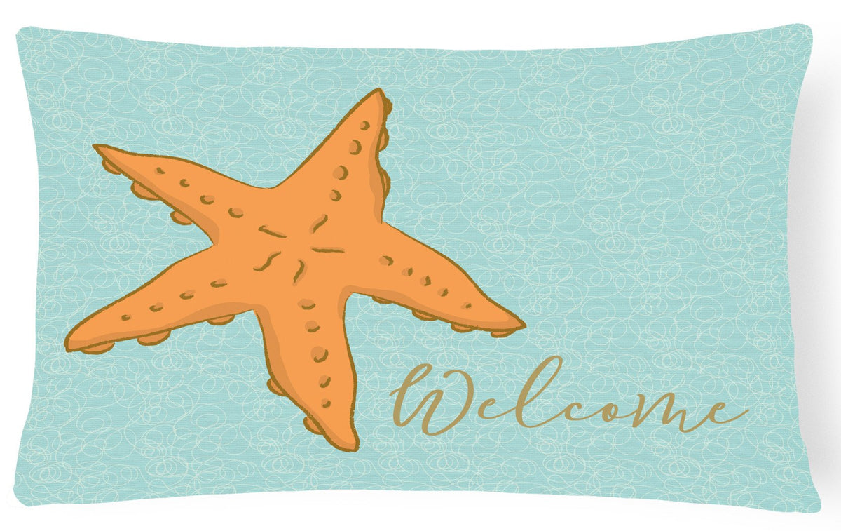 Starfish Welcome Canvas Fabric Decorative Pillow BB8559PW1216 by Caroline&#39;s Treasures