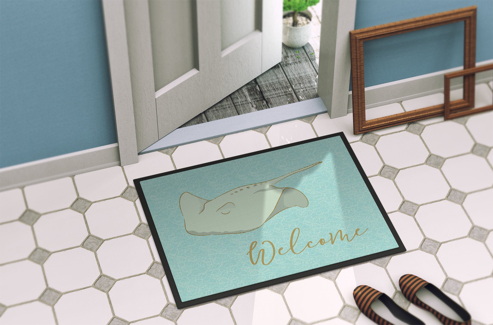 Sting Ray Welcome Indoor or Outdoor Mat 24x36 BB8561JMAT by Caroline's Treasures