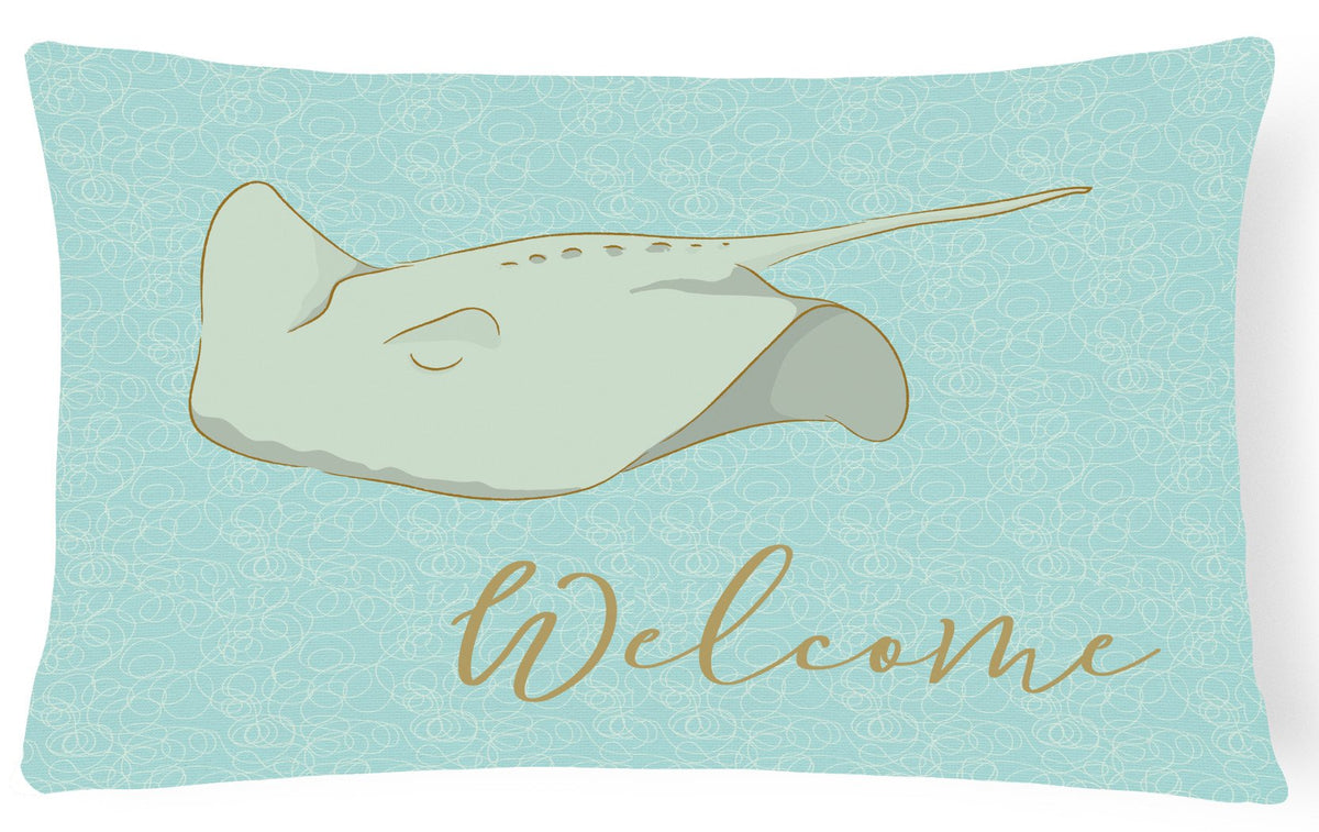 Sting Ray Welcome Canvas Fabric Decorative Pillow BB8561PW1216 by Caroline&#39;s Treasures