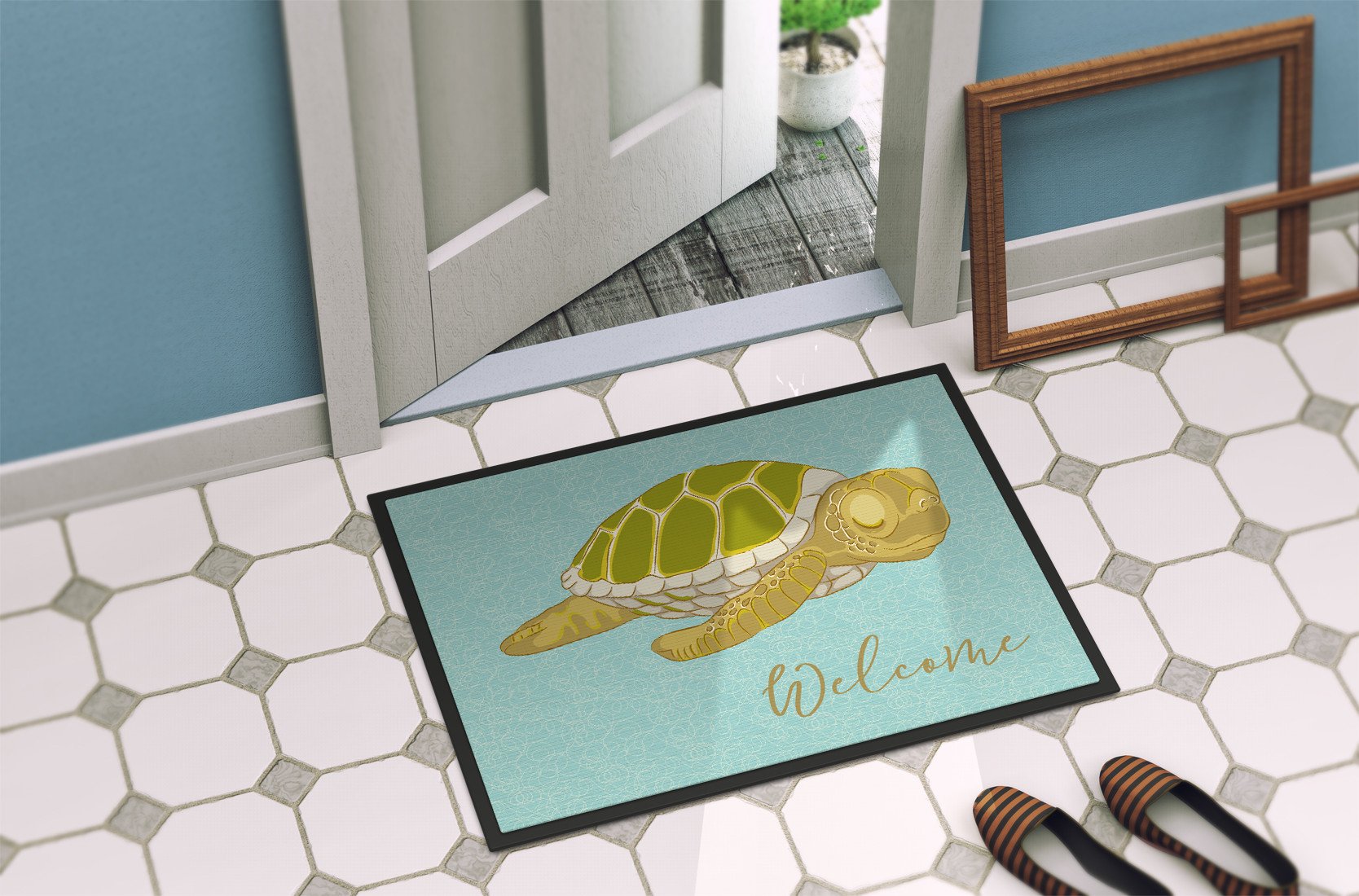 Sea Turtle Welcome Indoor or Outdoor Mat 24x36 BB8562JMAT by Caroline's Treasures