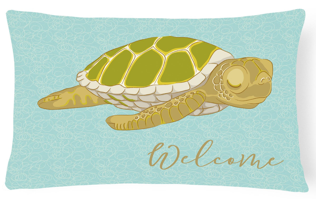 Sea Turtle Welcome Canvas Fabric Decorative Pillow BB8562PW1216 by Caroline&#39;s Treasures