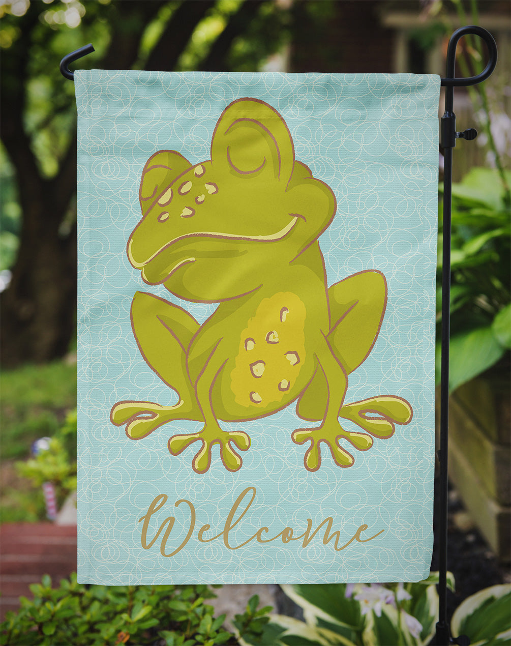 Caroline's Treasures Frog Welcome Garden Flag - Outdoor Decorative Yard Flag BB8564GF