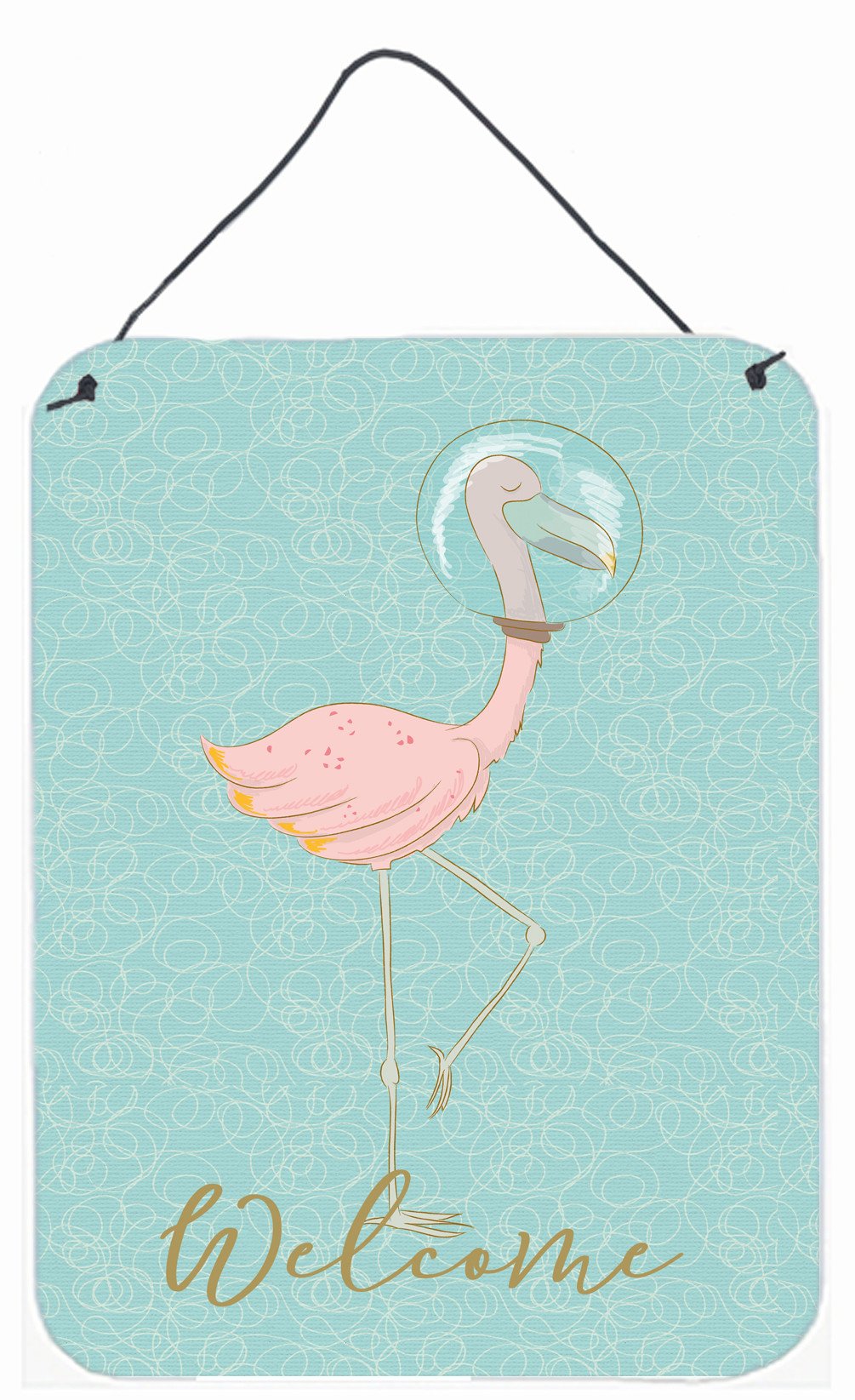 Flamingo Underwater Welcome Wall or Door Hanging Prints BB8565DS1216 by Caroline's Treasures