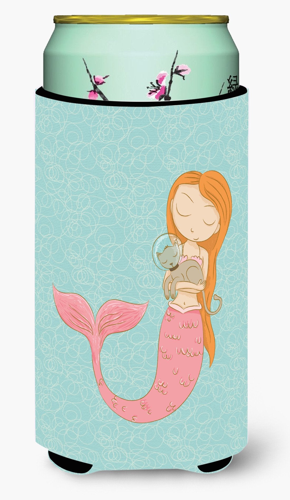 Mermaid with Cat Tall Boy Beverage Insulator Hugger BB8577TBC by Caroline&#39;s Treasures