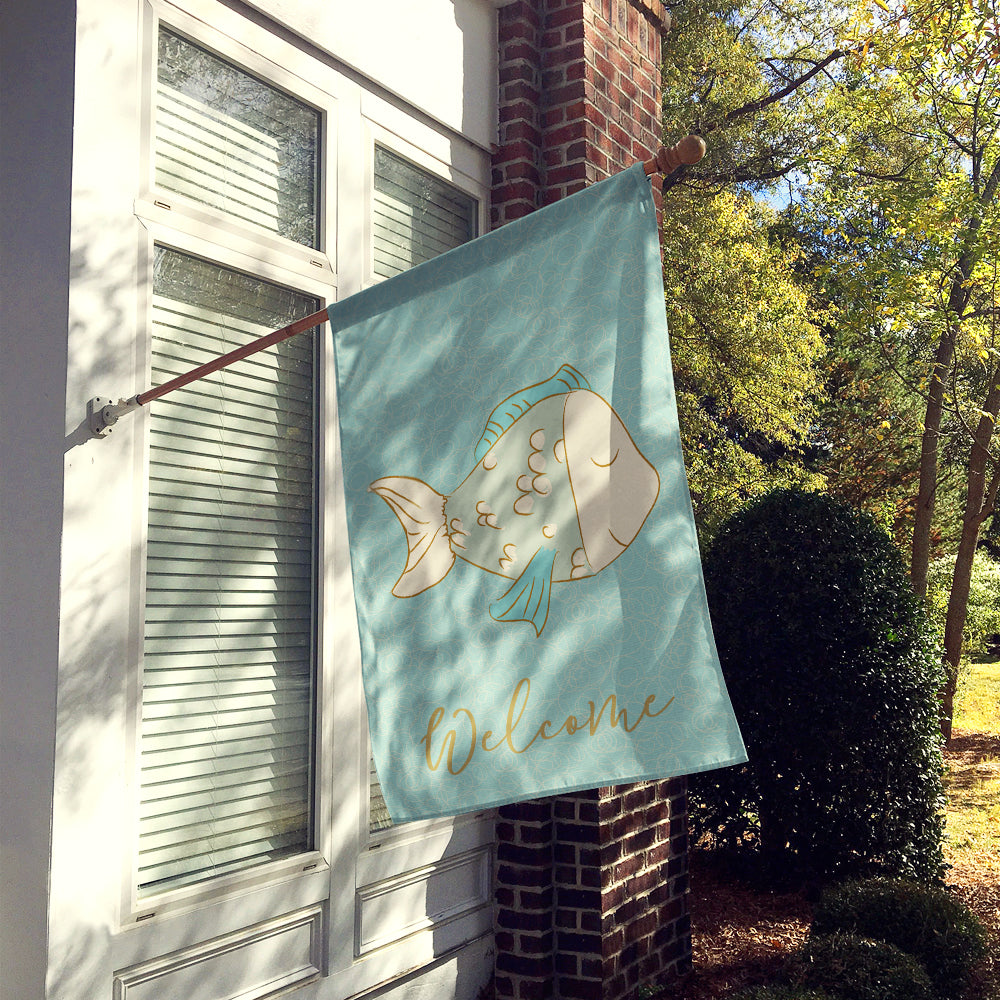 Blue Fish Welcome Flag Canvas House Size BB8578CHF