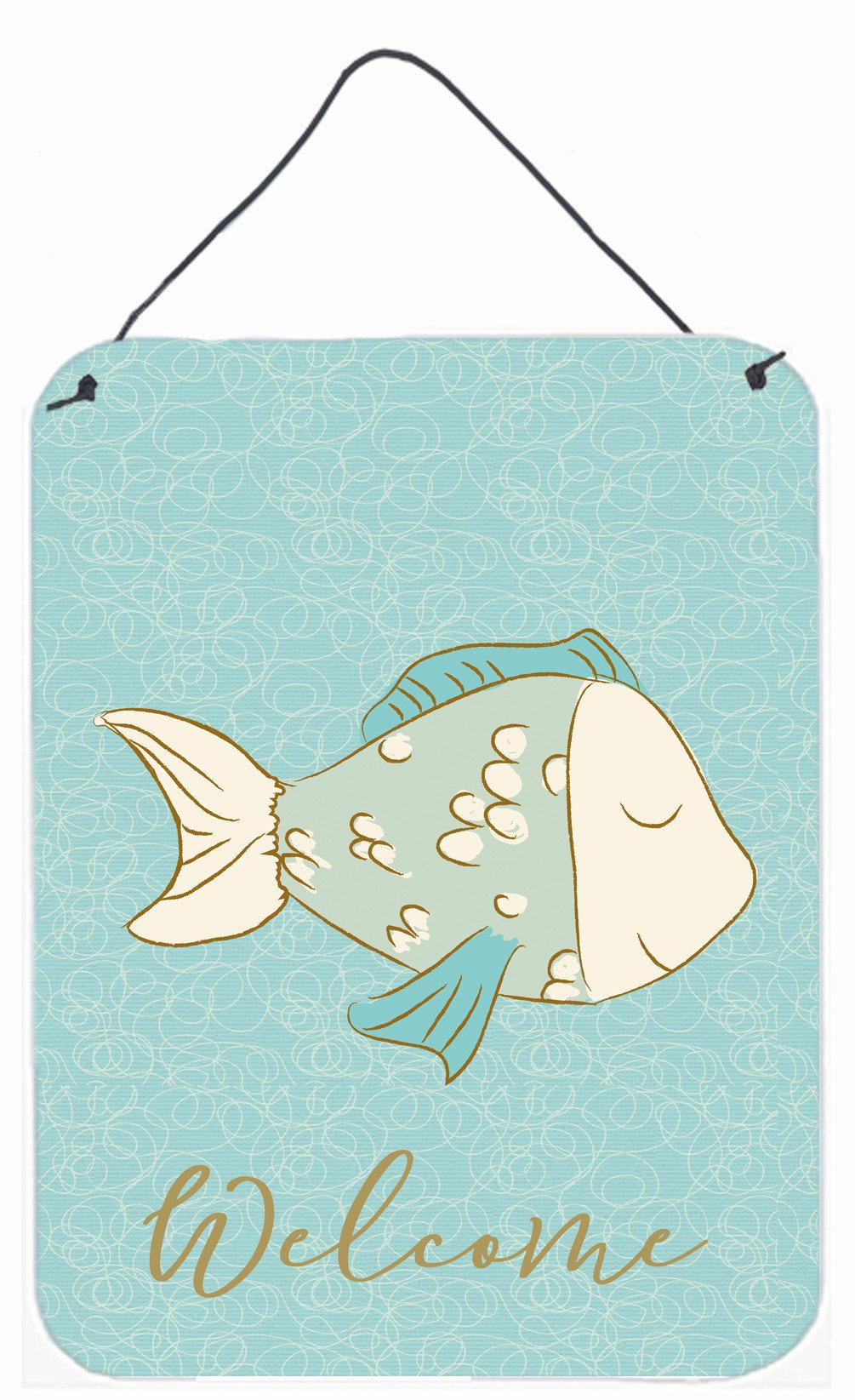 Blue Fish Welcome Wall or Door Hanging Prints BB8578DS1216 by Caroline's Treasures