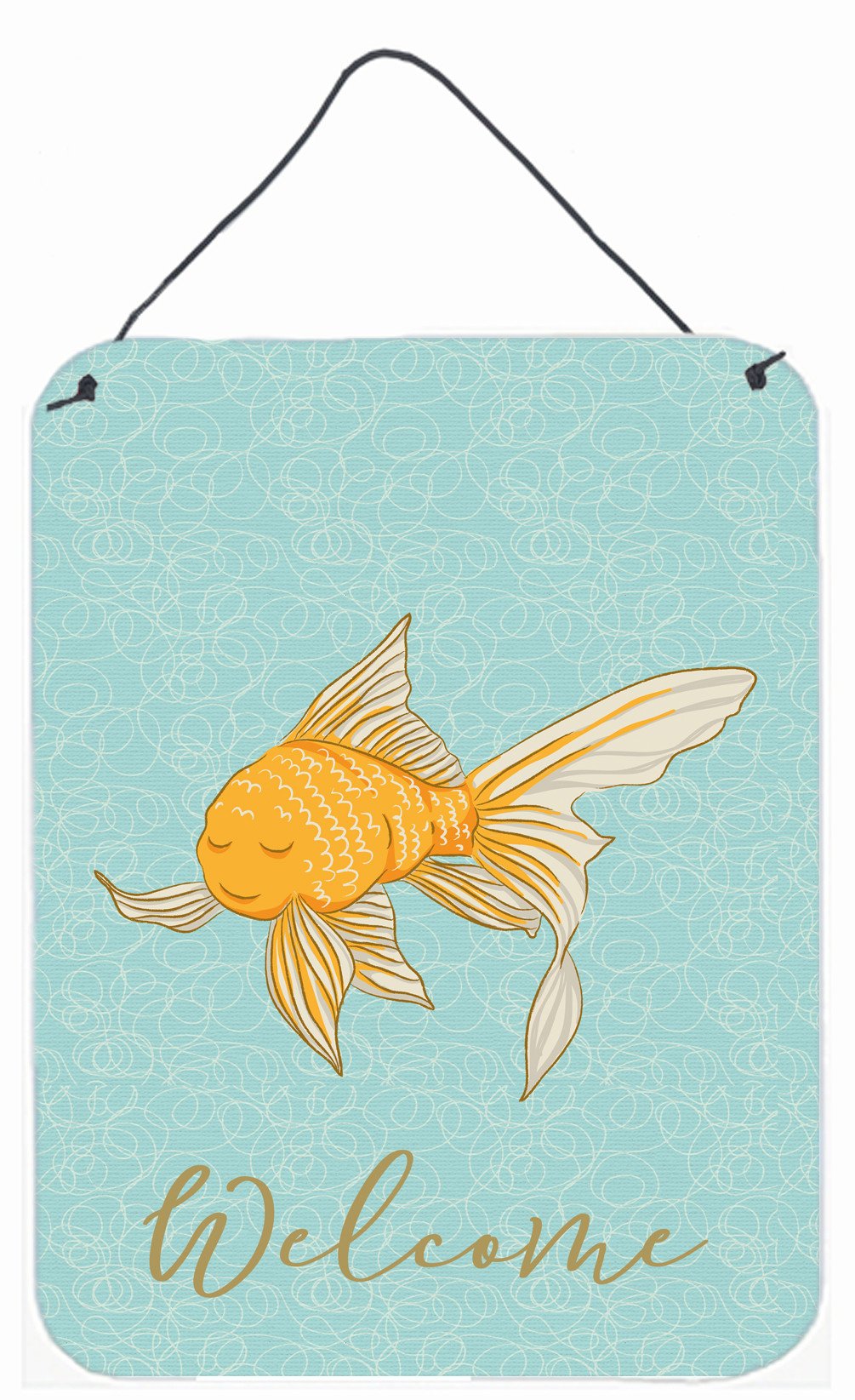 Gold Fish Welcome Wall or Door Hanging Prints BB8579DS1216 by Caroline's Treasures