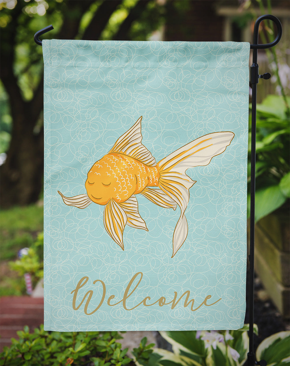 Gold Fish Welcome Flag Garden Size BB8579GF  the-store.com.