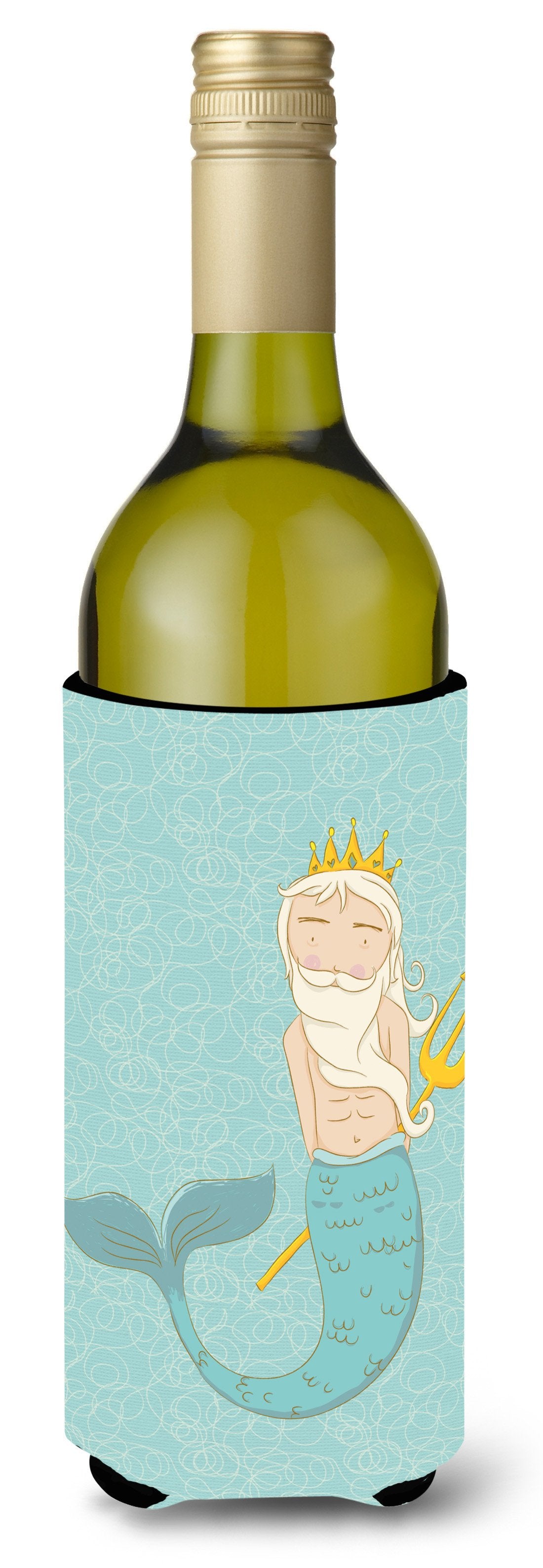 Neptune Merman Wine Bottle Beverge Insulator Hugger BB8584LITERK by Caroline&#39;s Treasures